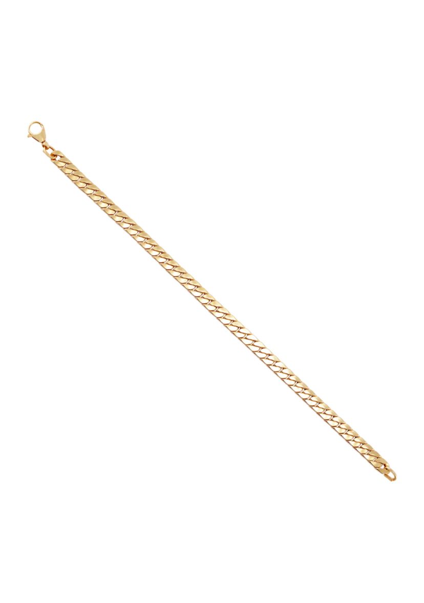Flat Wire Cuban Chain Bacelet in 10K Yellow Gold