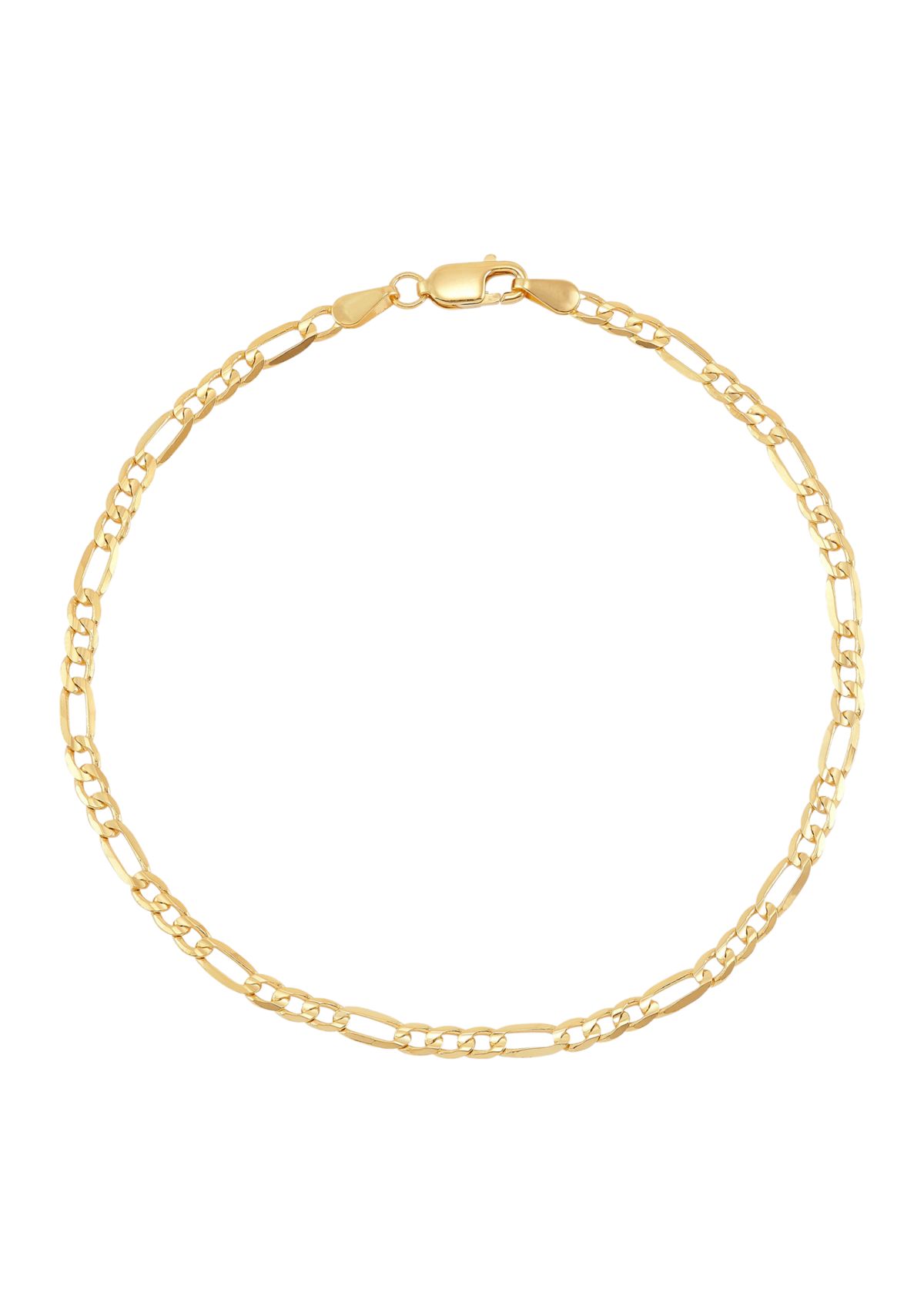 Solid 3 + 1 Figaro Bracelet in 10K Yellow Gold