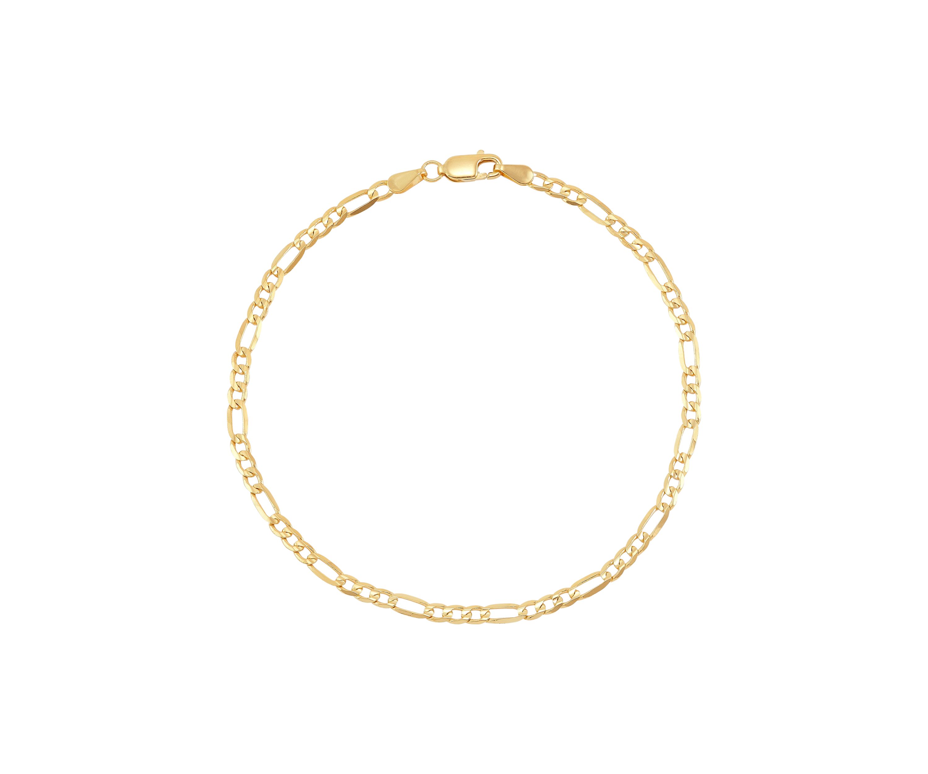 Solid 3 + 1 Figaro Bracelet in 10K Yellow Gold