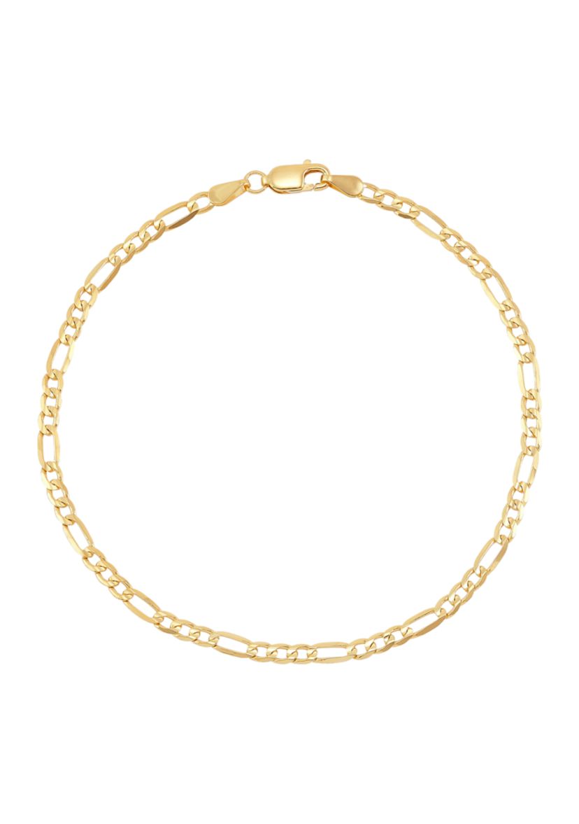 Solid 3 + 1 Figaro Bracelet in 10K Yellow Gold