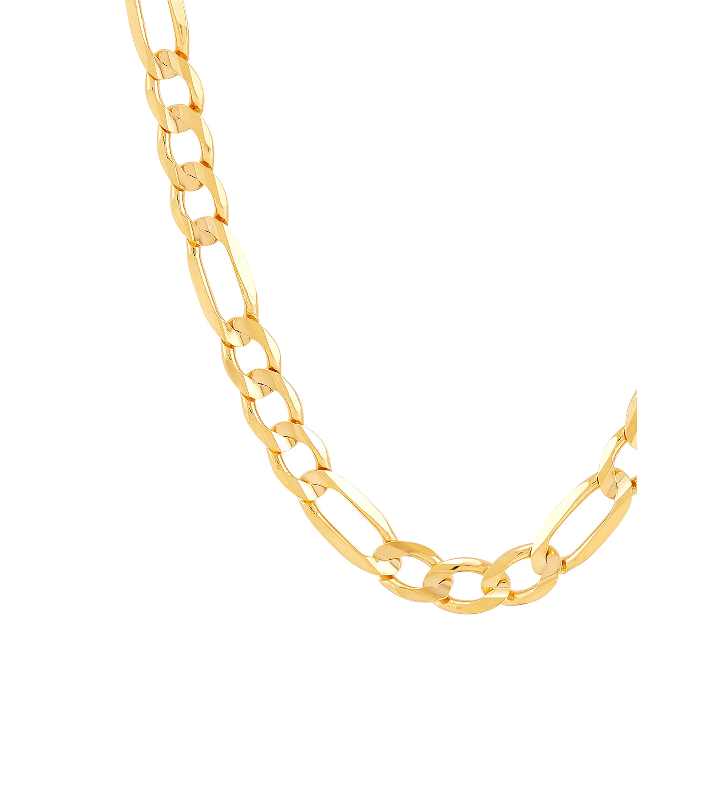 Figaro Concave Basic Chain Necklace in 10K Yellow Gold