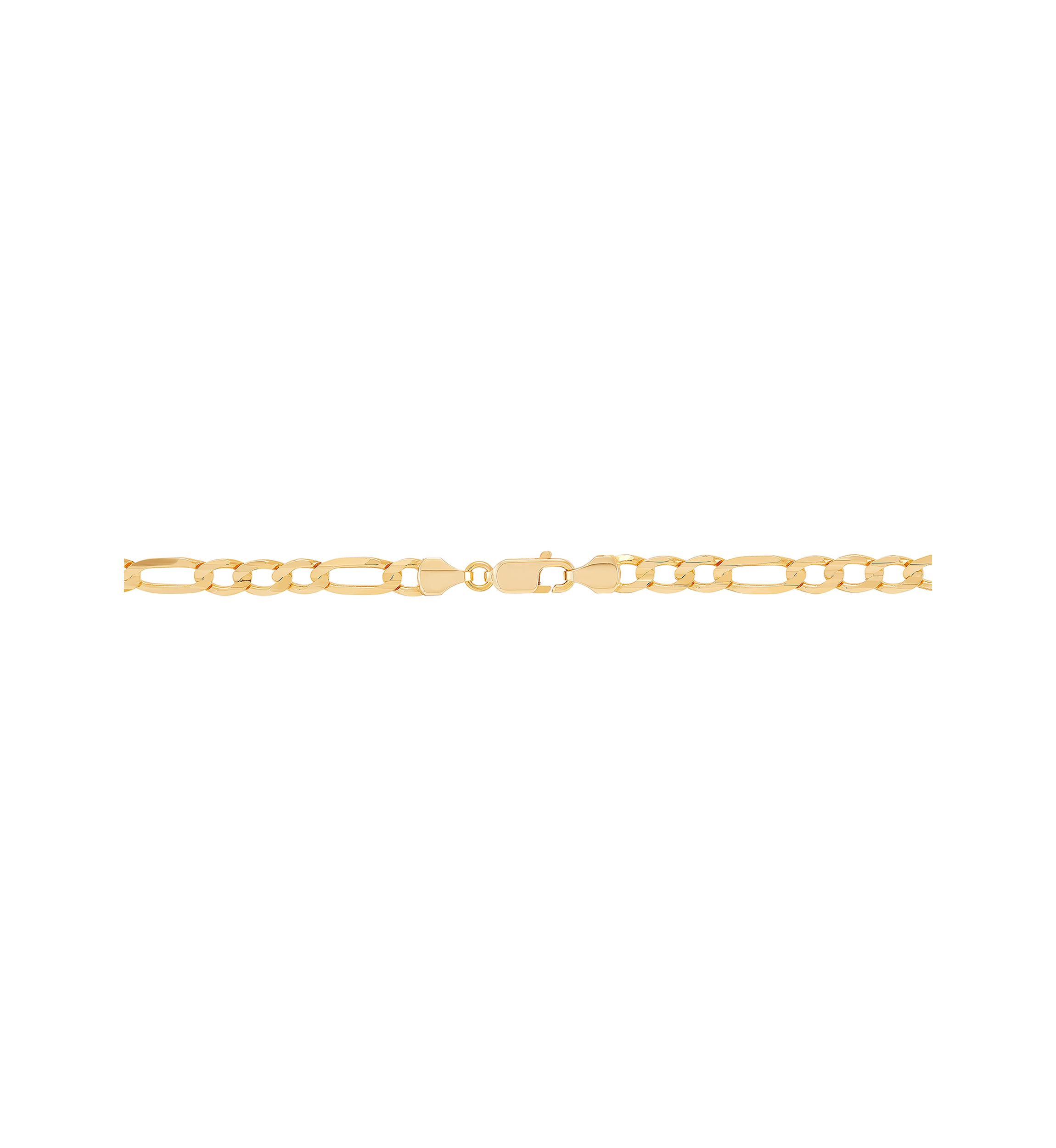 Figaro Concave Basic Chain Necklace in 10K Yellow Gold