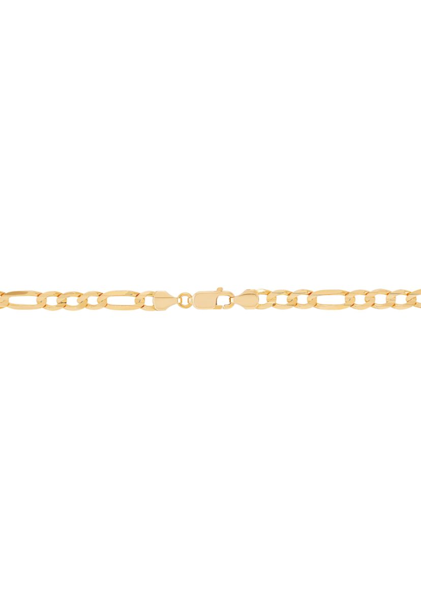 Figaro Concave Basic Chain Necklace in 10K Yellow Gold