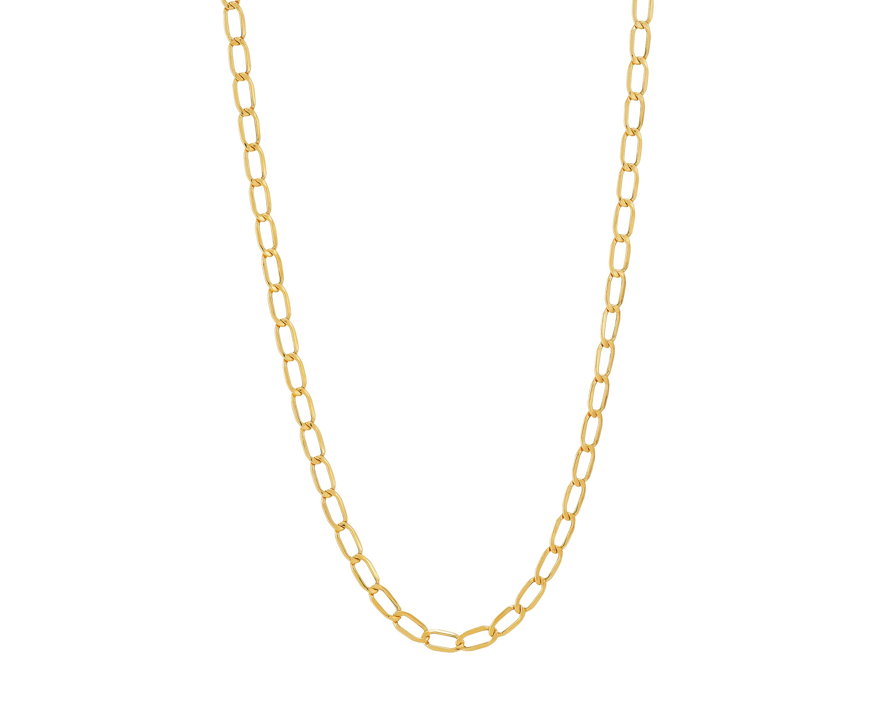 Hollow Long Curb Chain Necklace in 10K Yellow Gold