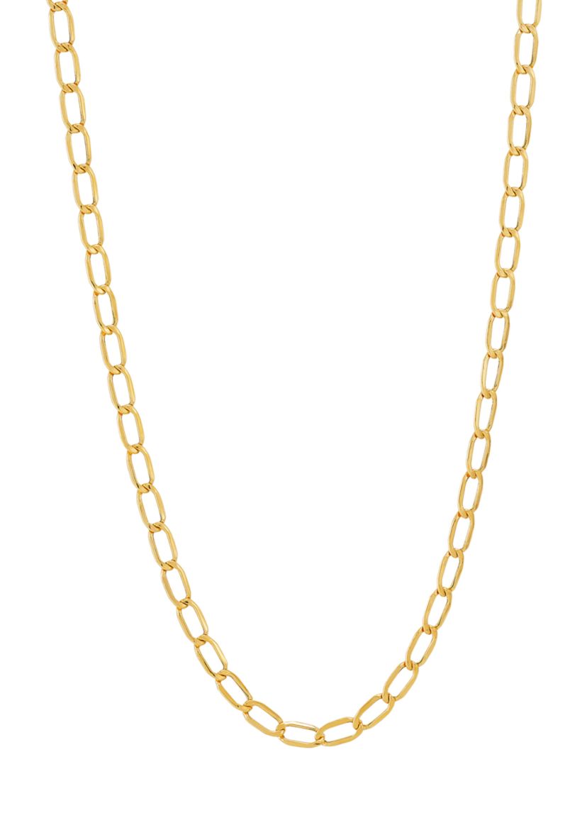 Hollow Long Curb Chain Necklace in 10K Yellow Gold