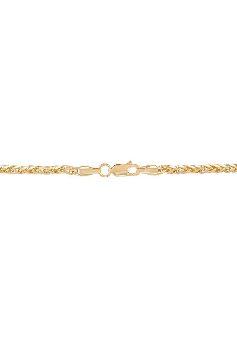 Solid Square Wheat Chain in 10K Yellow Gold