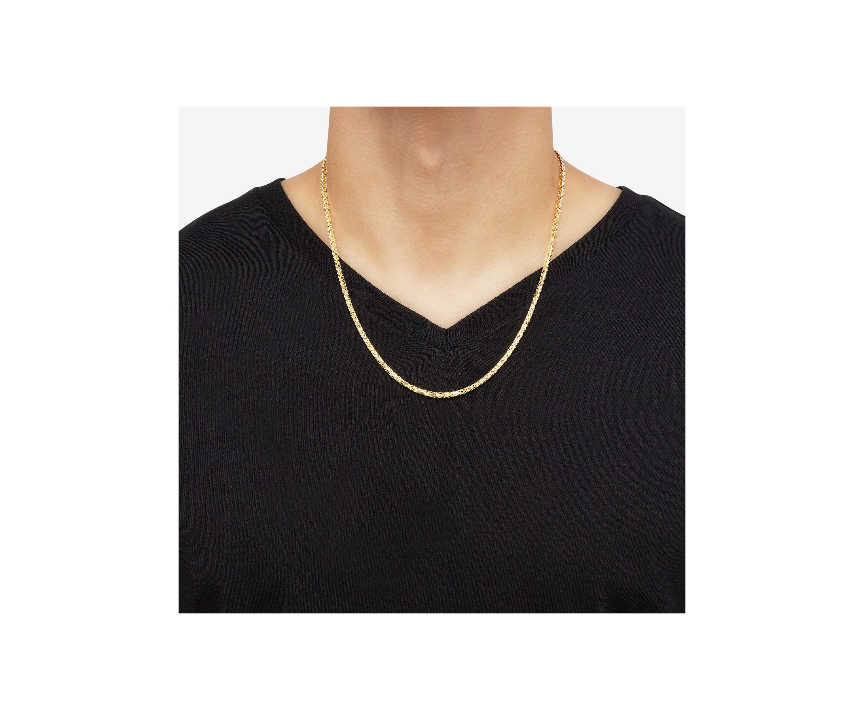 Solid Square Wheat Chain in 10K Yellow Gold