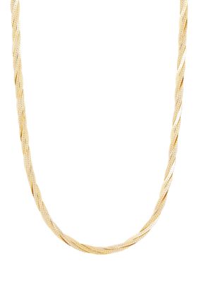 Belk & Co 2.7 mm Solid Textured Braided Herringbone Chain Necklace in 10K Yellow Gold, 17 in