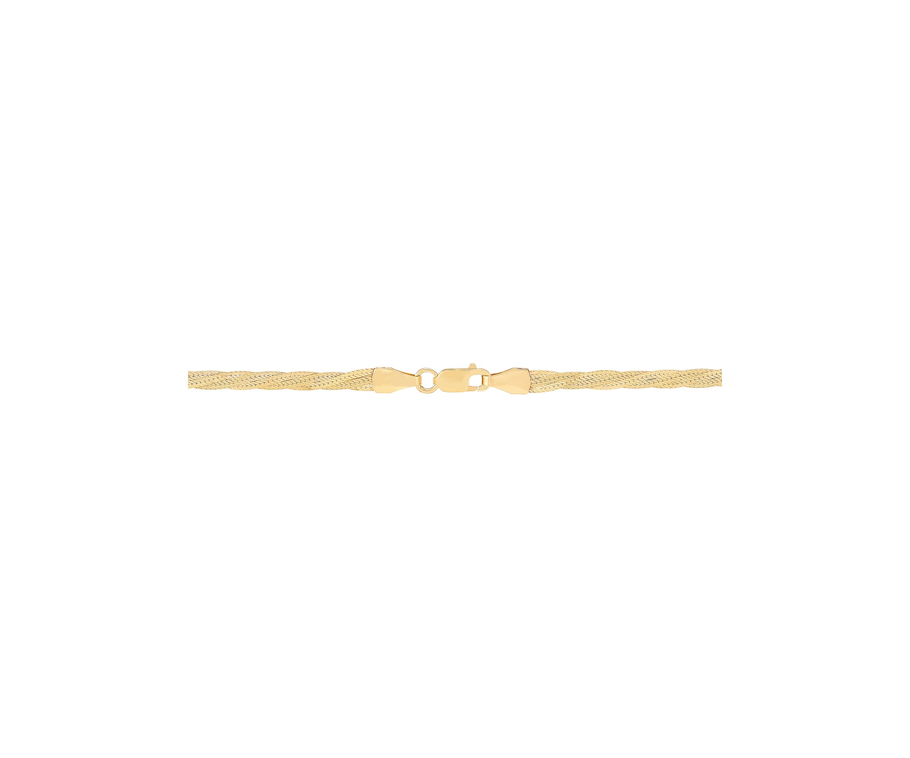 2.7 mm Solid Textured Braided Herringbone Chain Necklace in 10K Yellow Gold