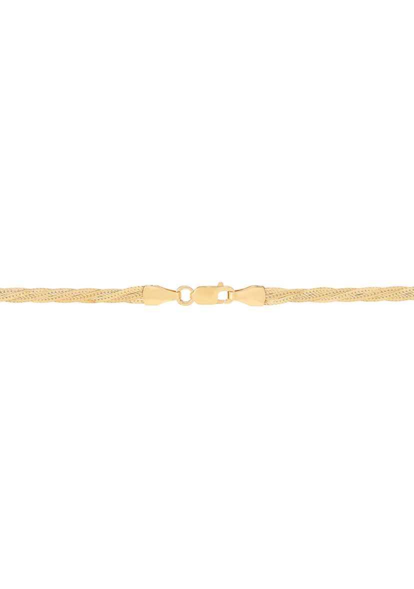 2.7 mm Solid Textured Braided Herringbone Chain Necklace in 10K Yellow Gold
