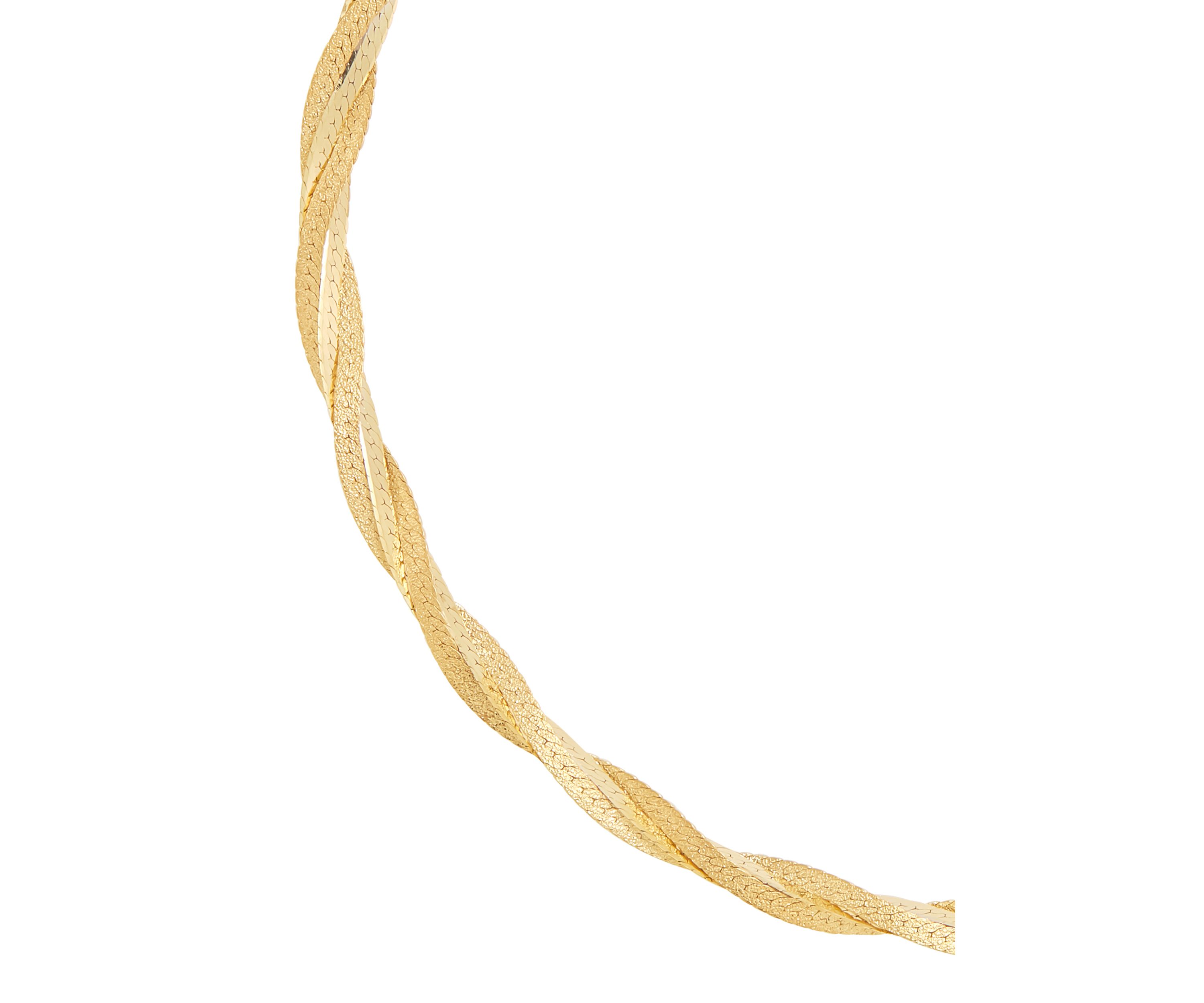 Solid Textured Braided Herringbone Bracelet in 10K Yellow Gold