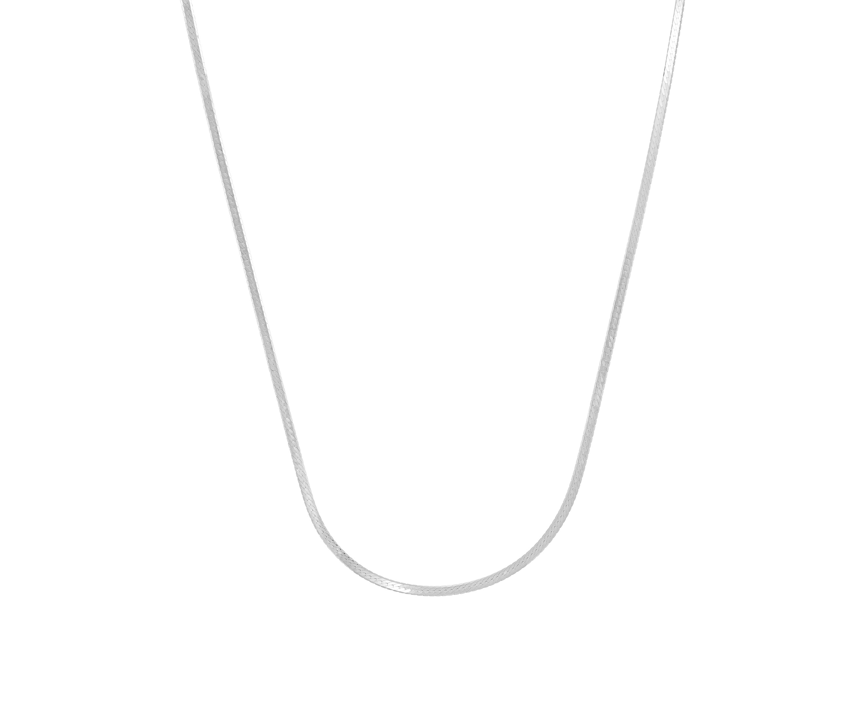 Micro Herringbone Chain in 10K White Gold