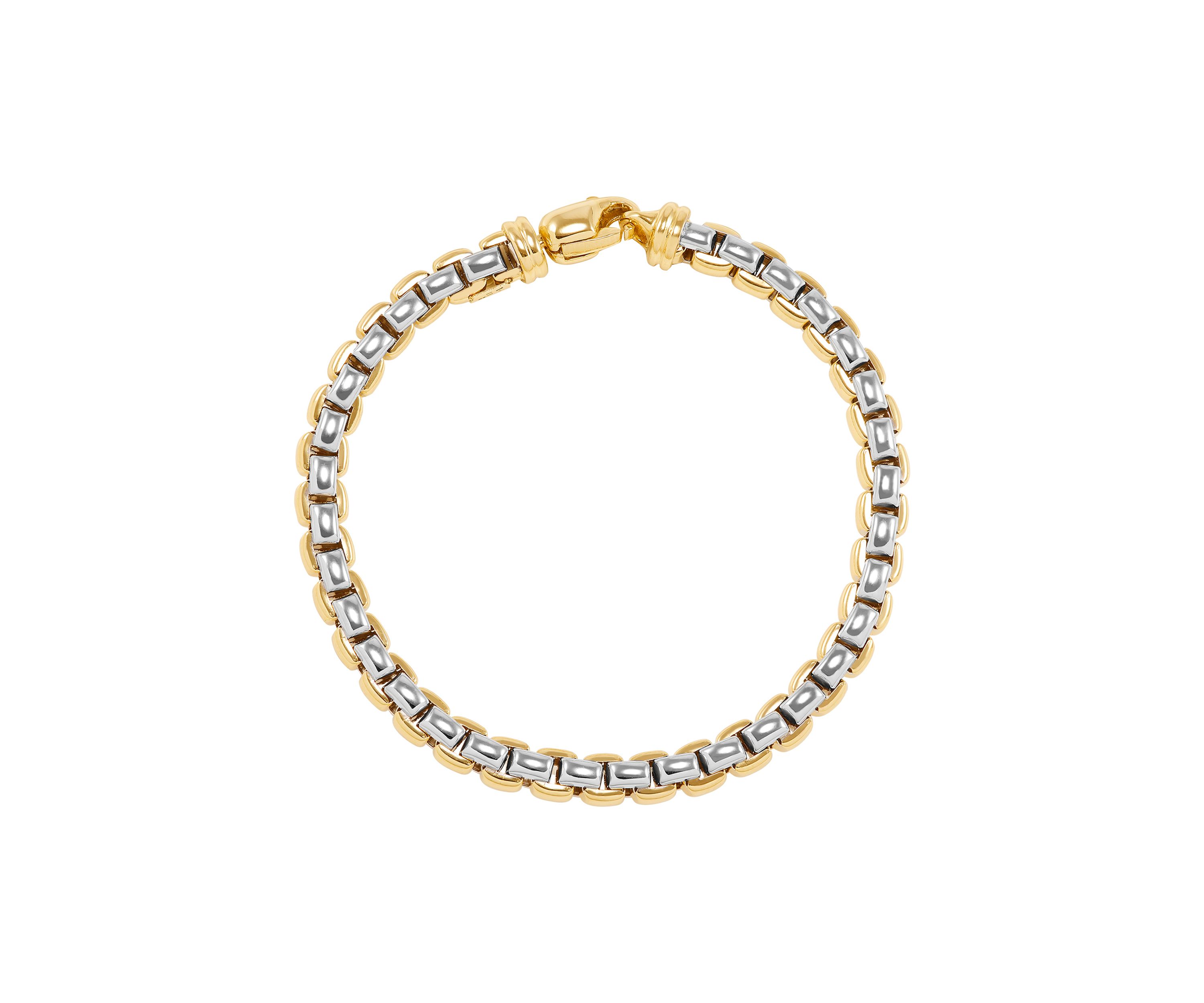 Hollow Chunky Rolo Chain in 10K Yellow and White Gold