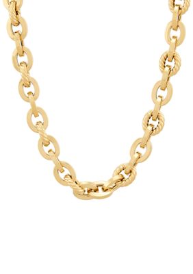 Belk & Co Hollow Oval Links Necklace in 10K Yellow Gold, 18.5 in