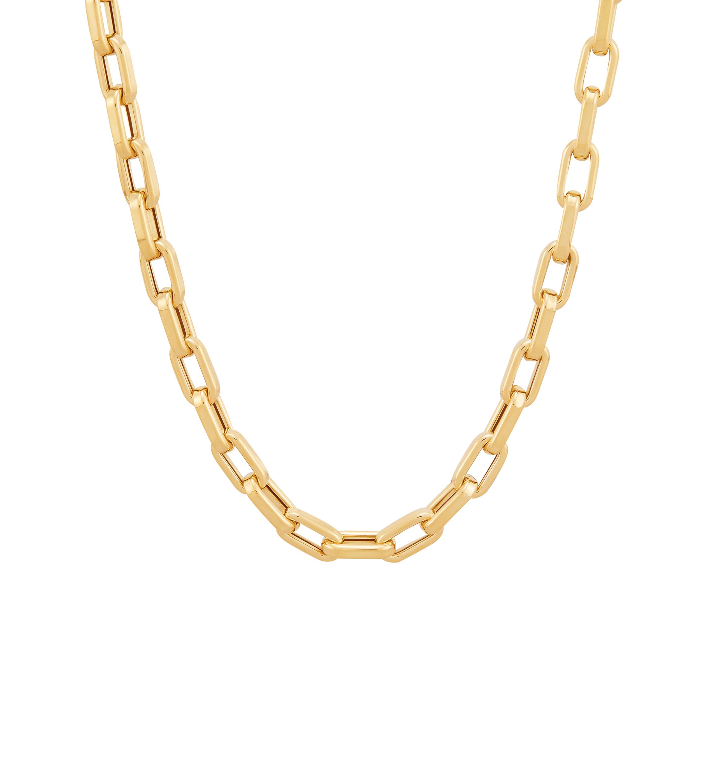 Hollow Rectangle Chain Necklace in 10K Yellow Gold