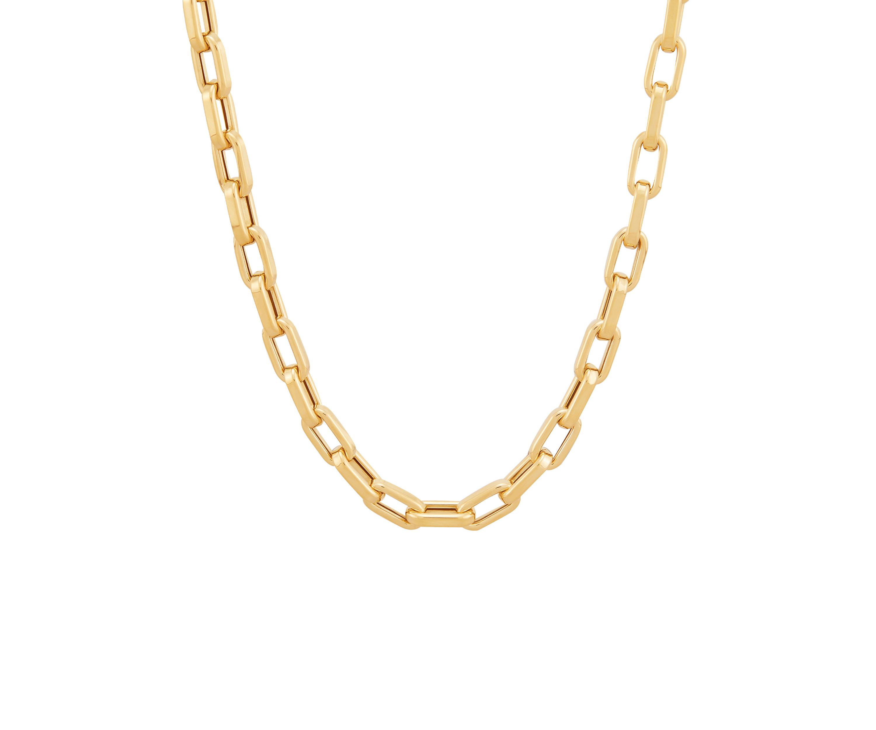 Hollow Rectangle Chain Necklace in 10K Yellow Gold