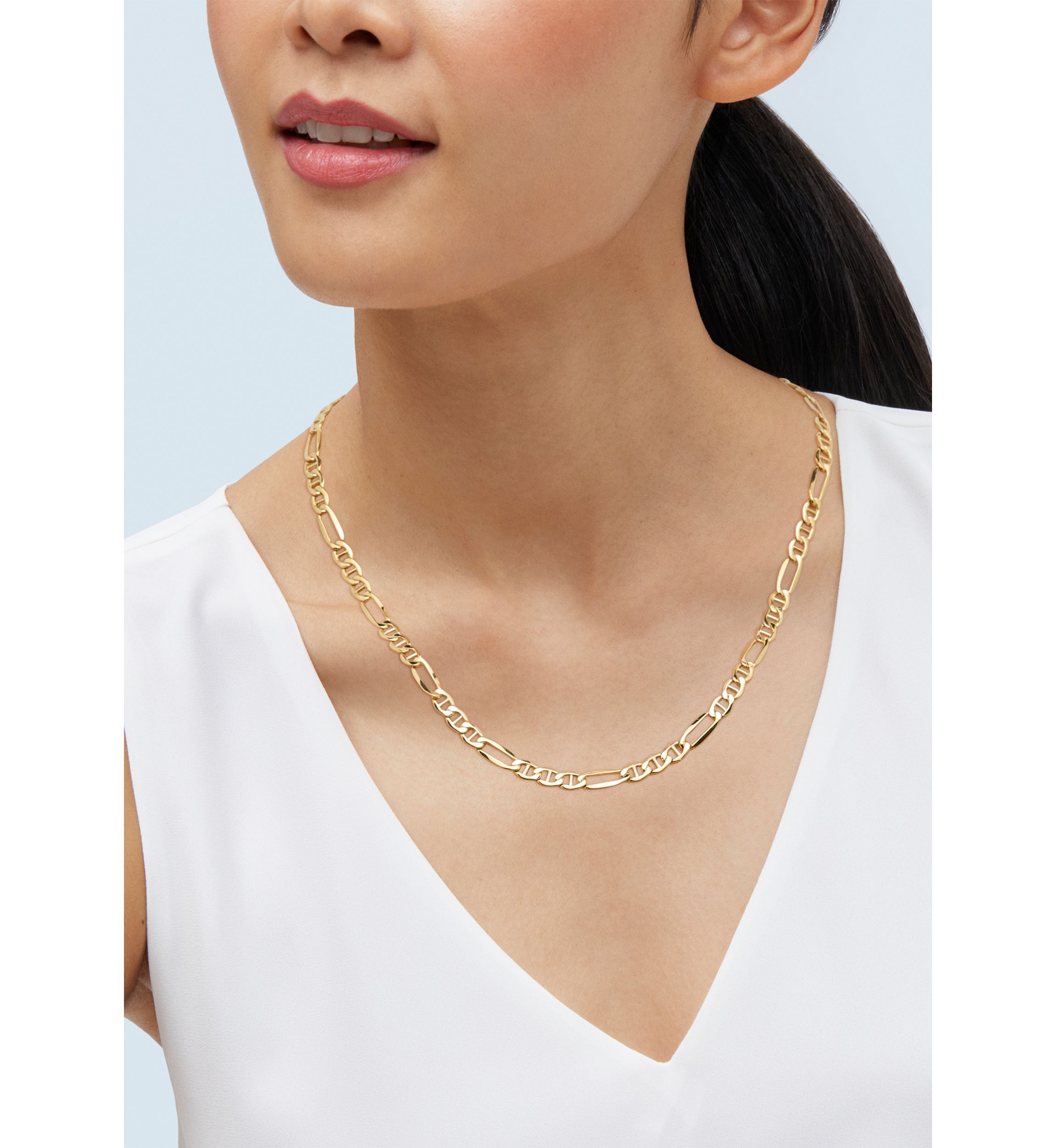 Hollow Figaro Chain in 10K Yellow Gold