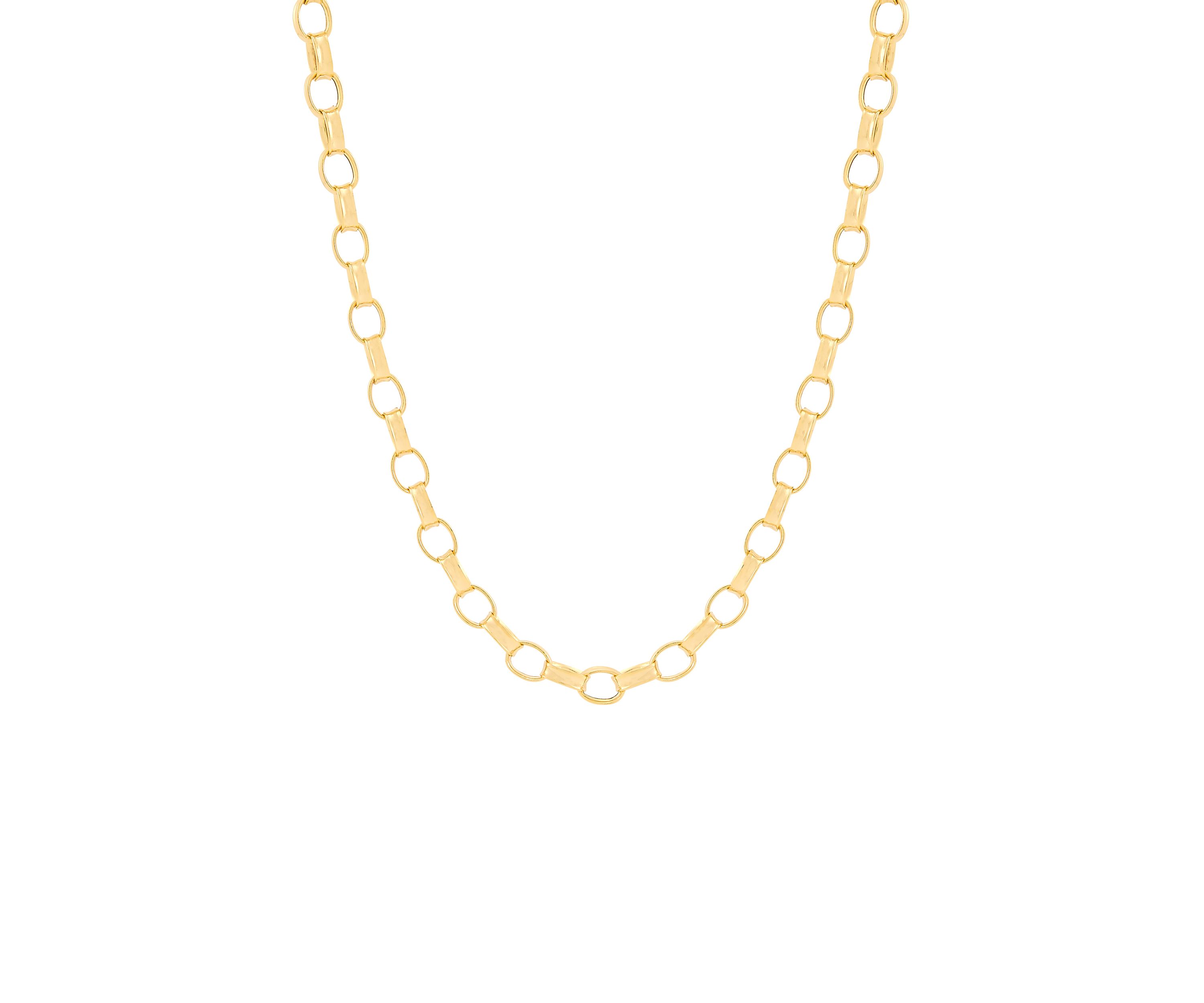 Hollow Rolo Chain in 10K Yellow Gold