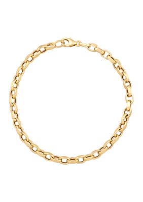 Belk & Co Hollow Oval Rolo Chain Bracelet in 10K Yellow Gold, 7.5 in