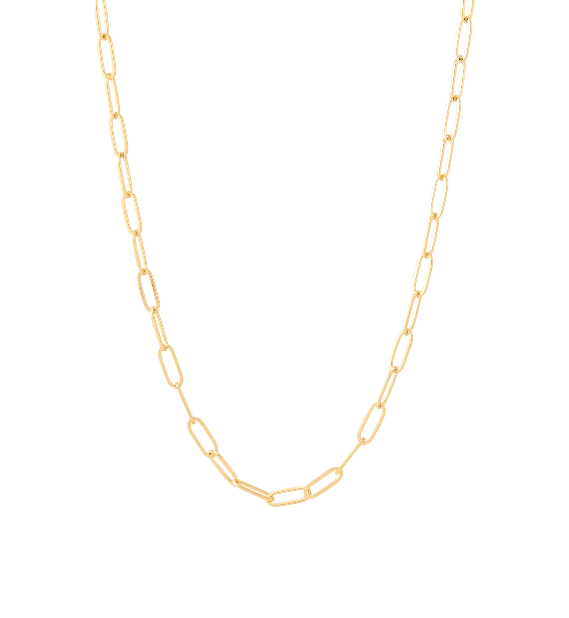 Solid Paperclip Chain in 10K Yellow Gold