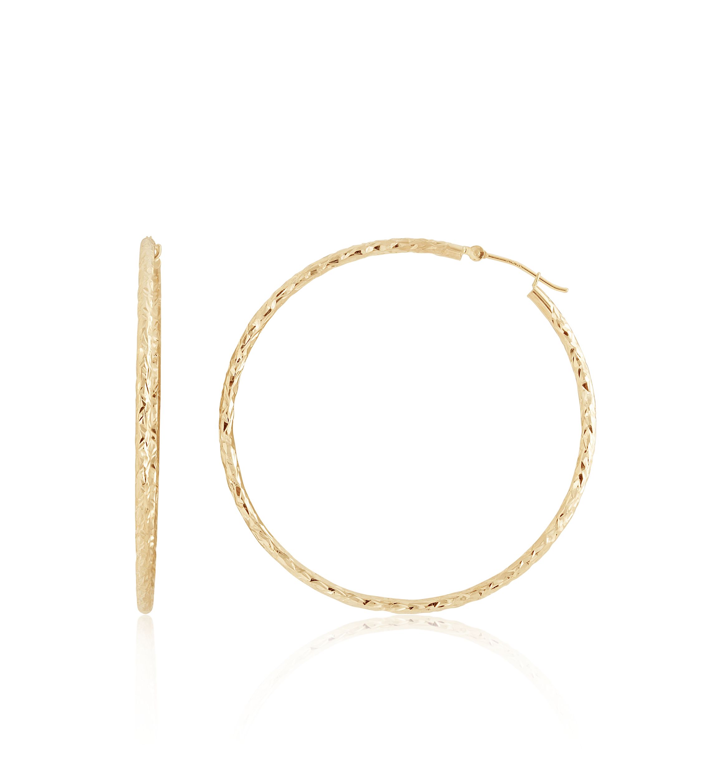 Crystal Cut Hoop in 10K Yellow Gold