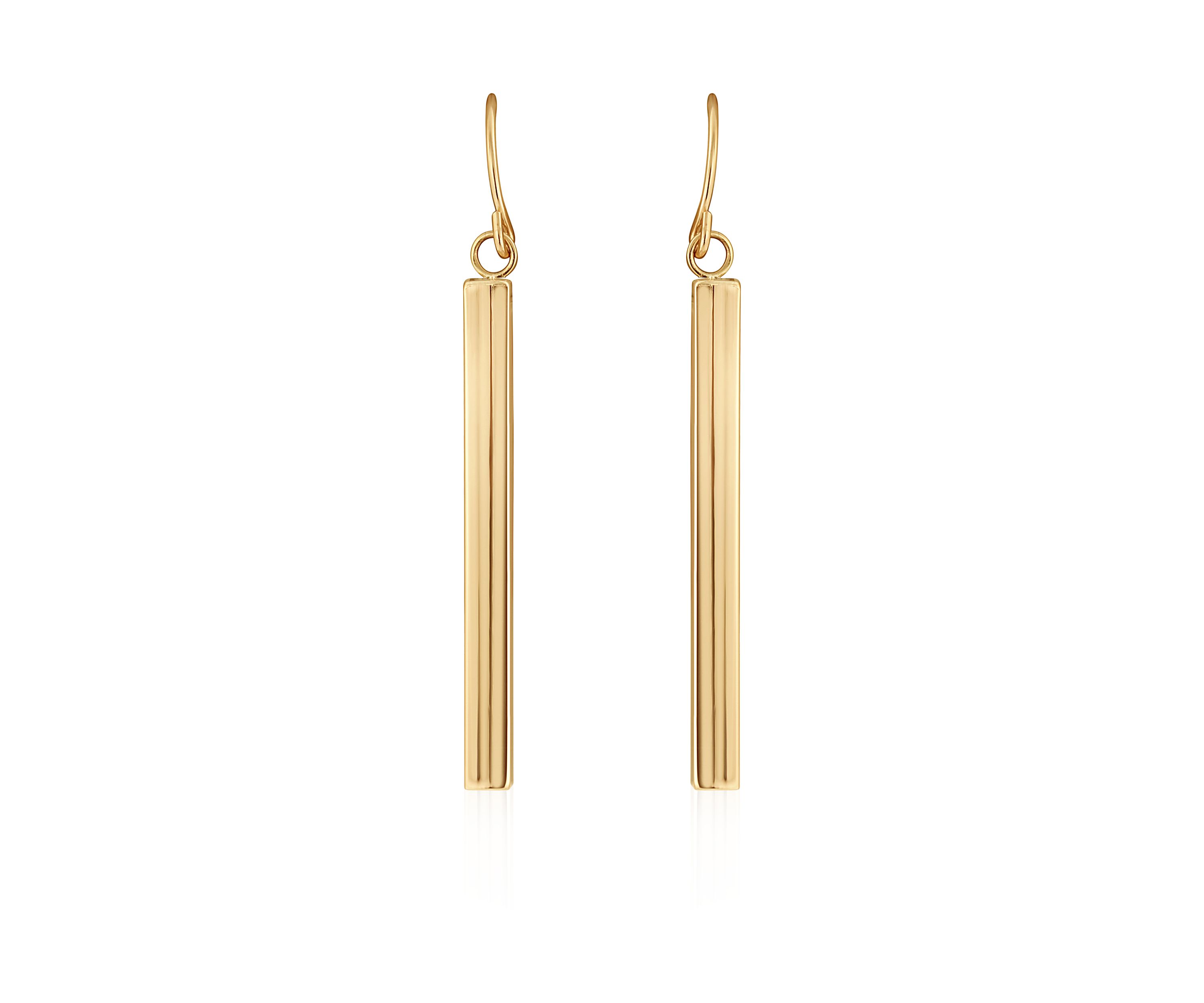 Polished Square Tube Drop Earrings in 10k Yellow Gold
