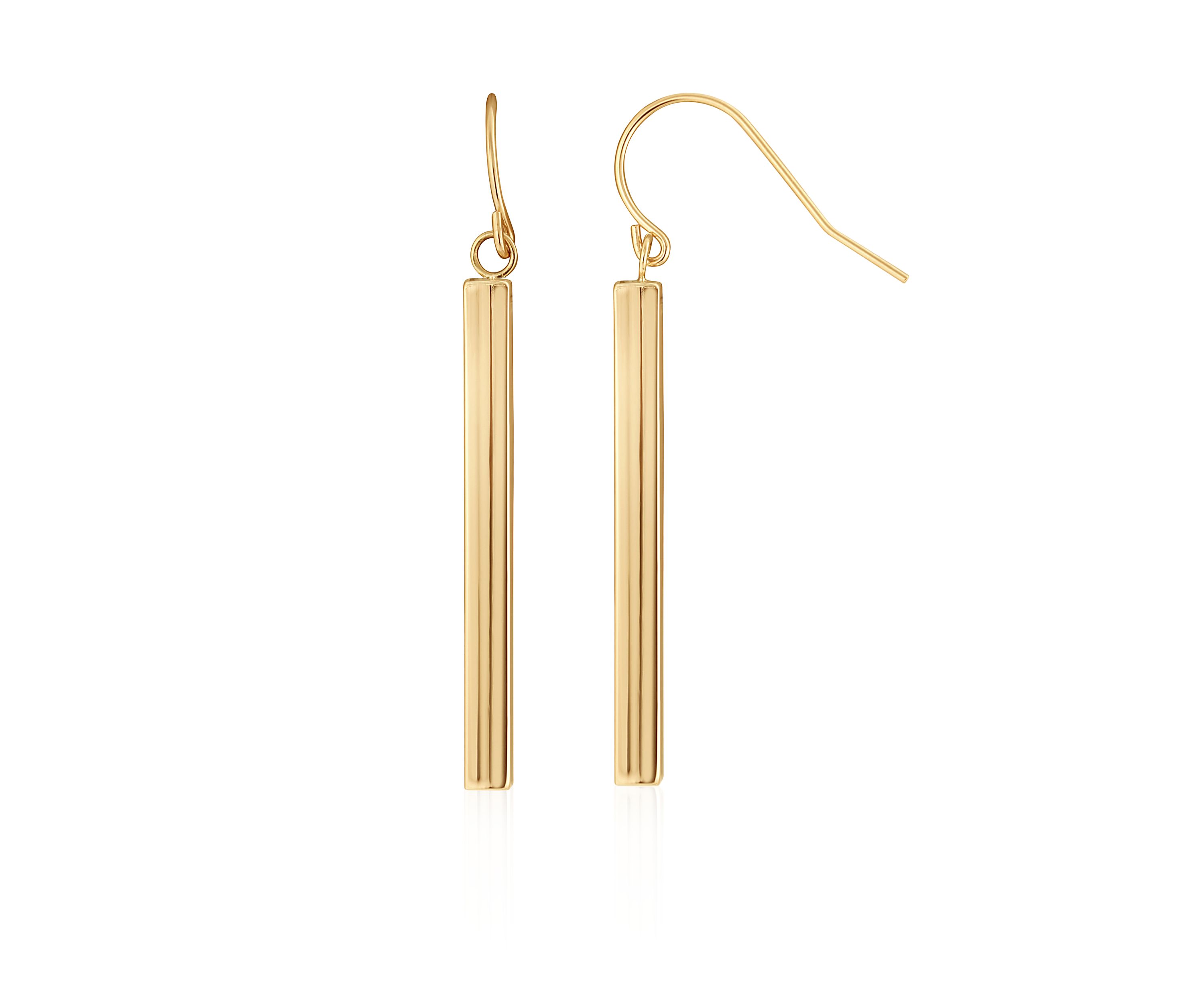 Polished Square Tube Drop Earrings in 10k Yellow Gold