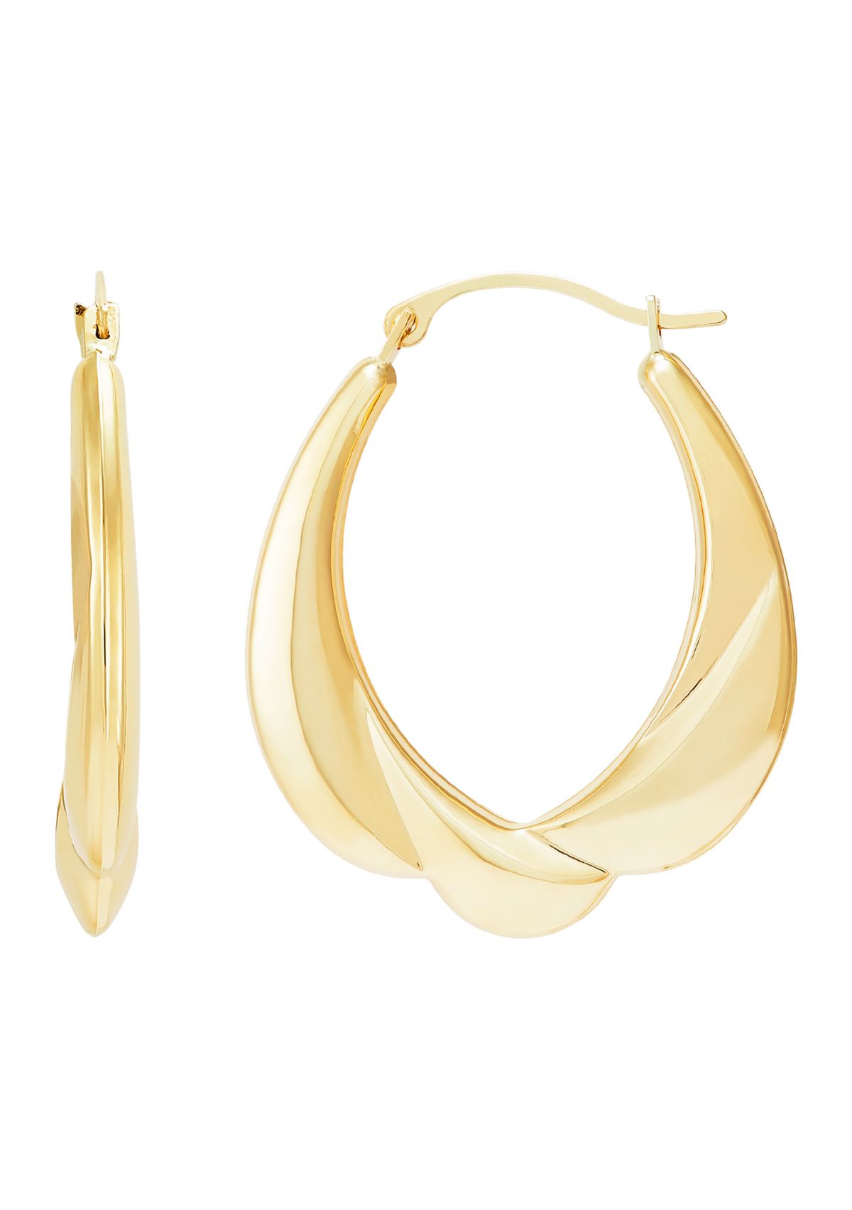 Sculptural Drap Hoop Earrings in 10K Yellow Gold