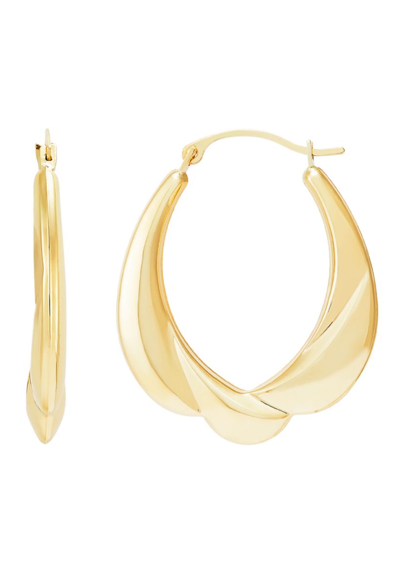 Sculptural Drap Hoop Earrings in 10K Yellow Gold