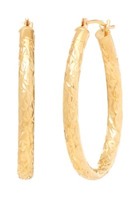 Belk & Co Oval Tube Hoop Earrings in 10K Yellow Gold