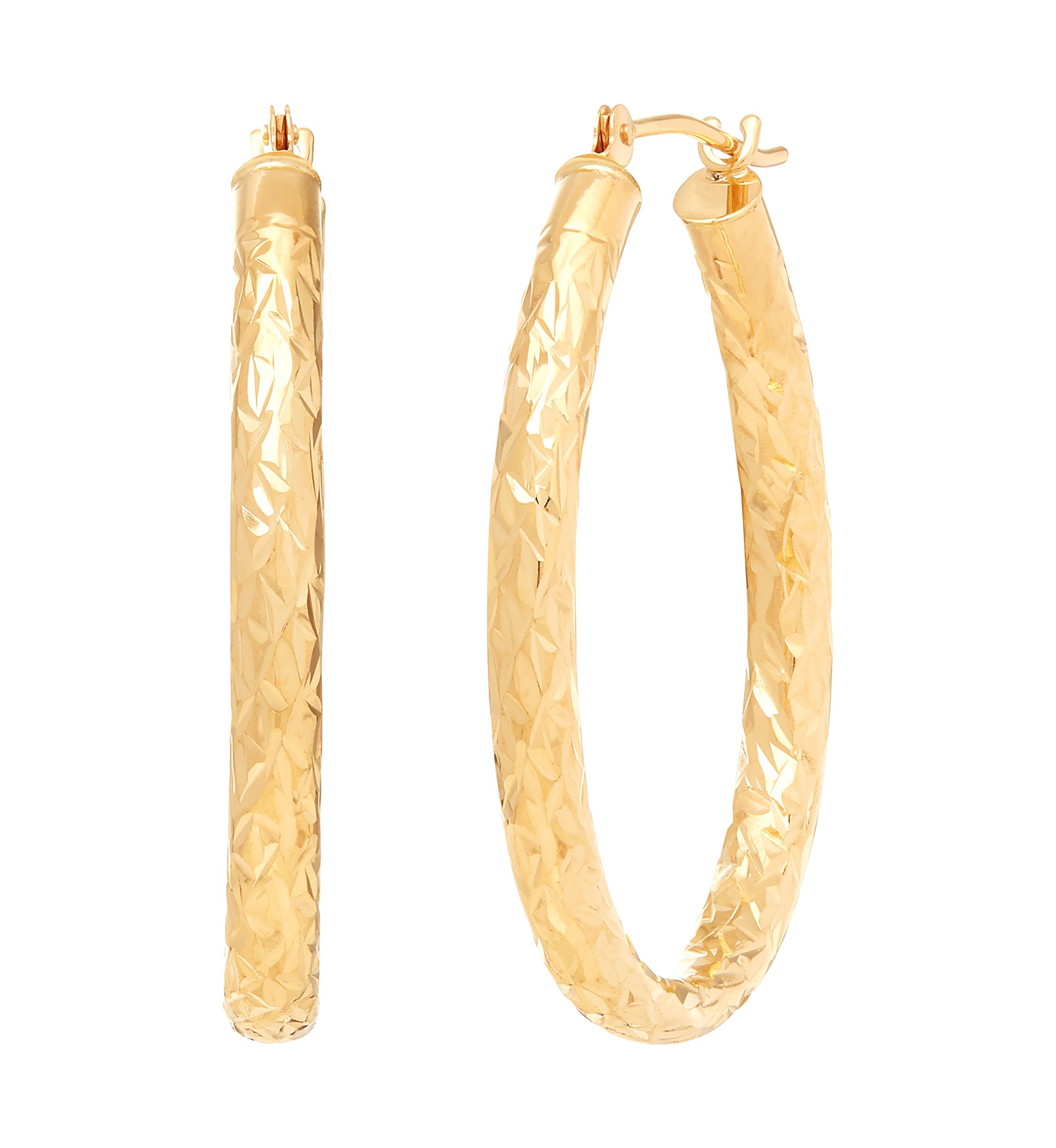 Oval Tube Hoop Earrings in 10K Yellow Gold