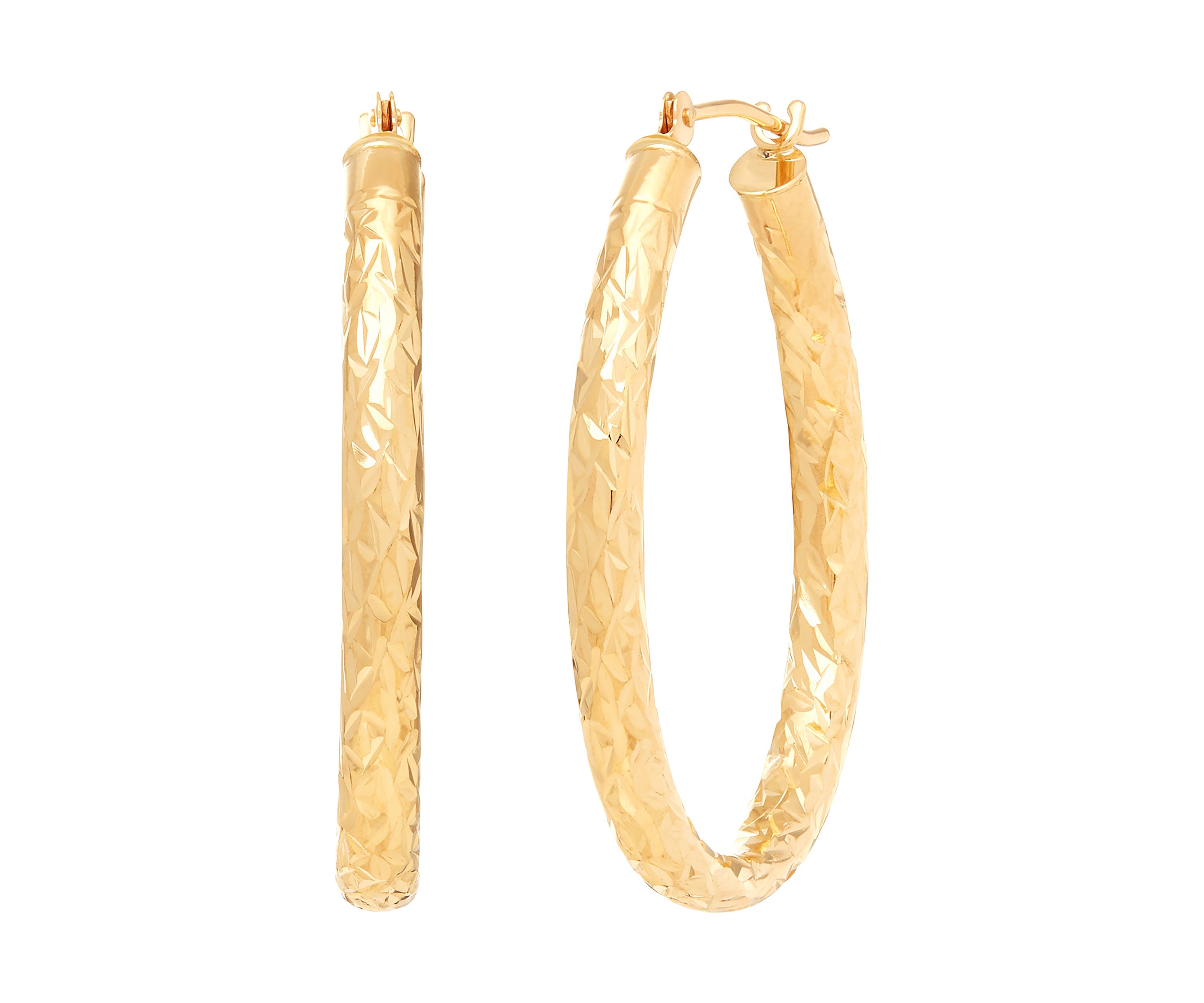 Oval Tube Hoop Earrings in 10K Yellow Gold