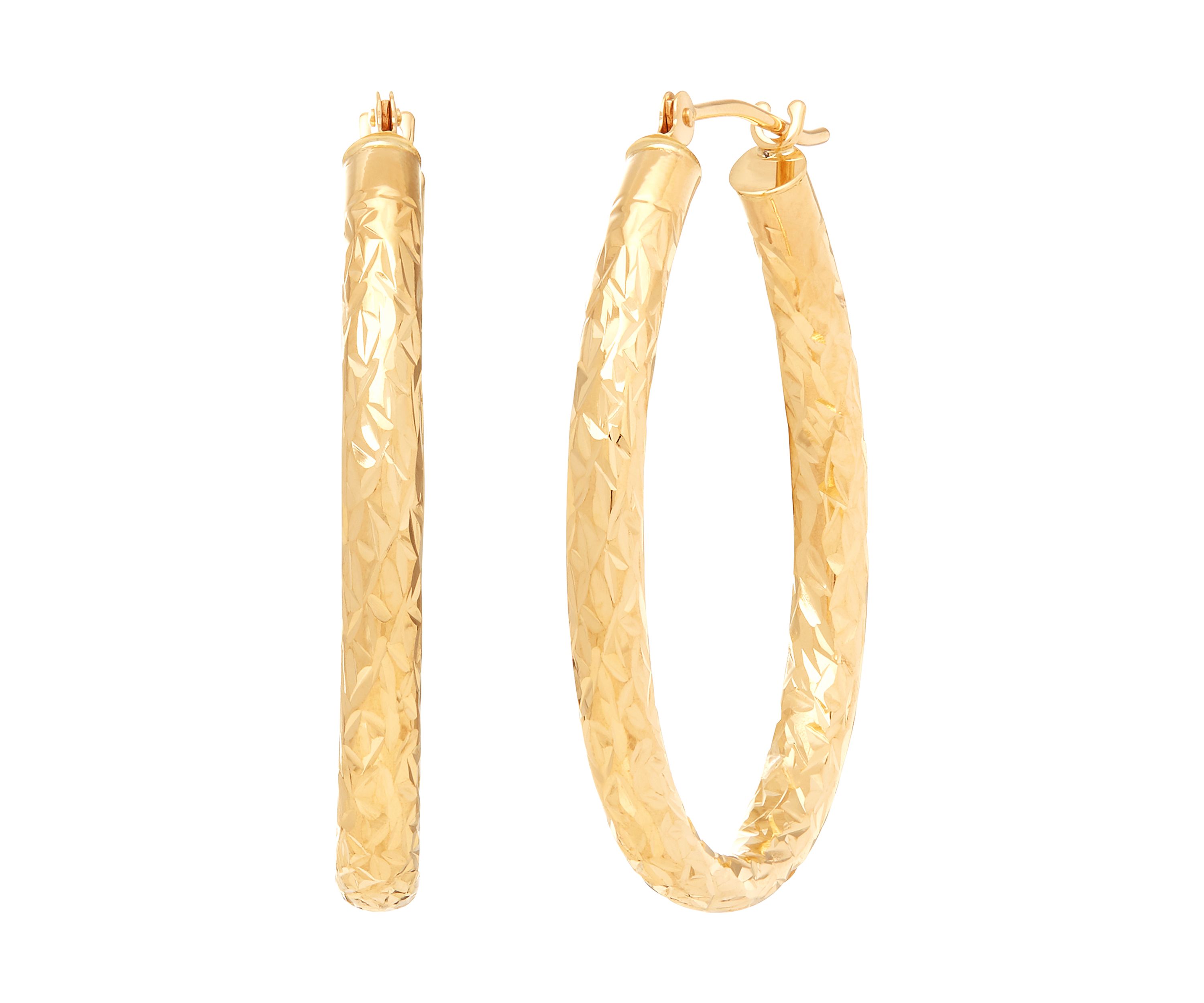 Oval Tube Hoop Earrings in 10K Yellow Gold