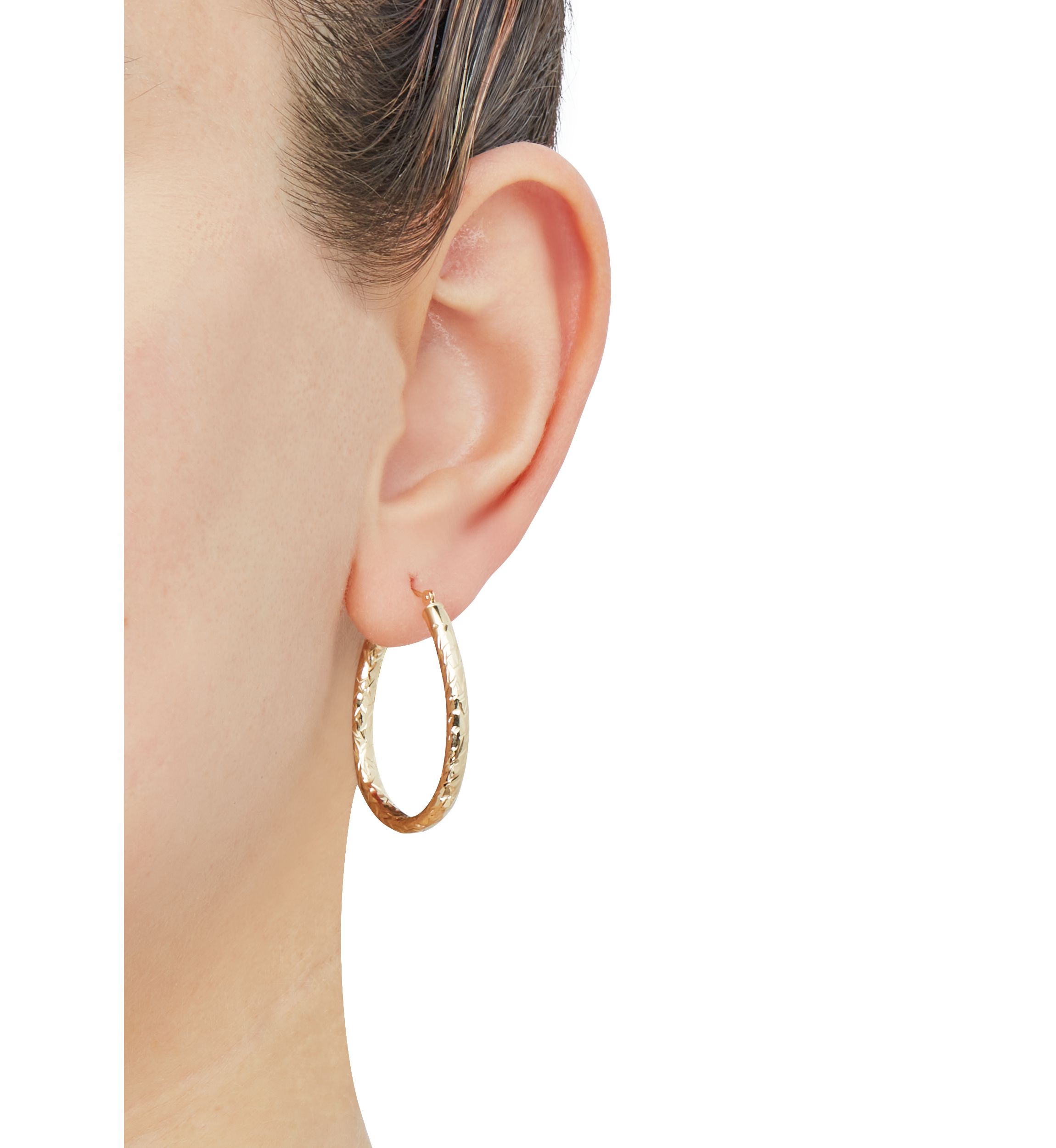 Oval Tube Hoop Earrings in 10K Yellow Gold