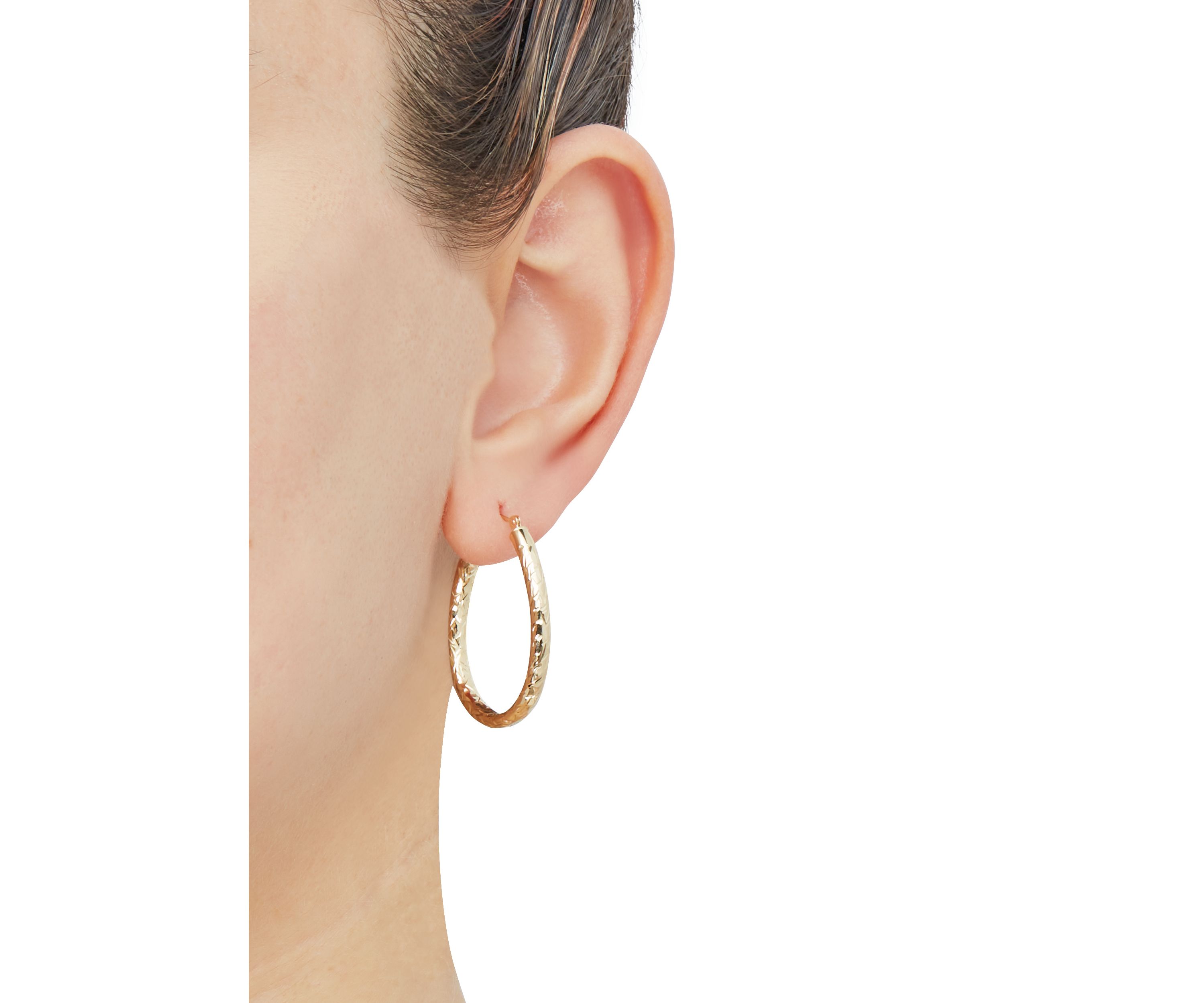 Oval Tube Hoop Earrings in 10K Yellow Gold