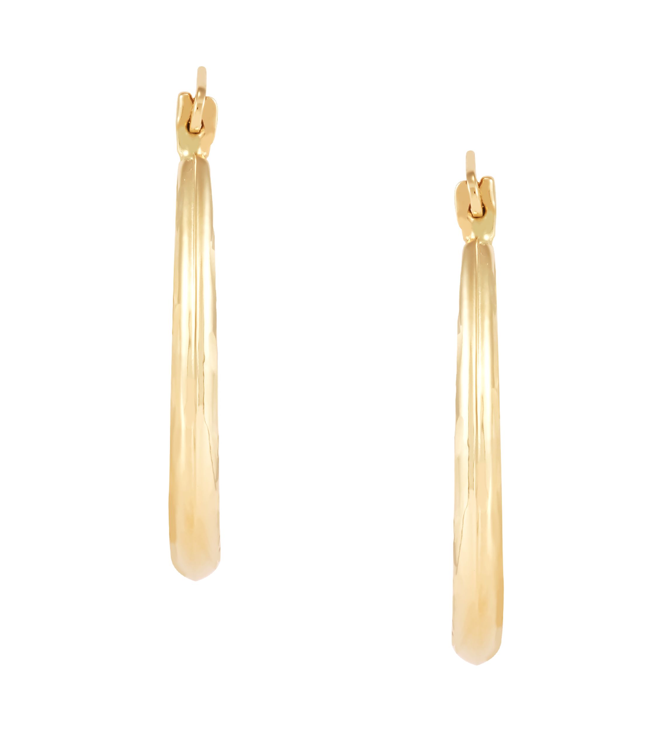 Oval Crystal Cut Tube Hoop Earrings in 10K Yellow Gold
