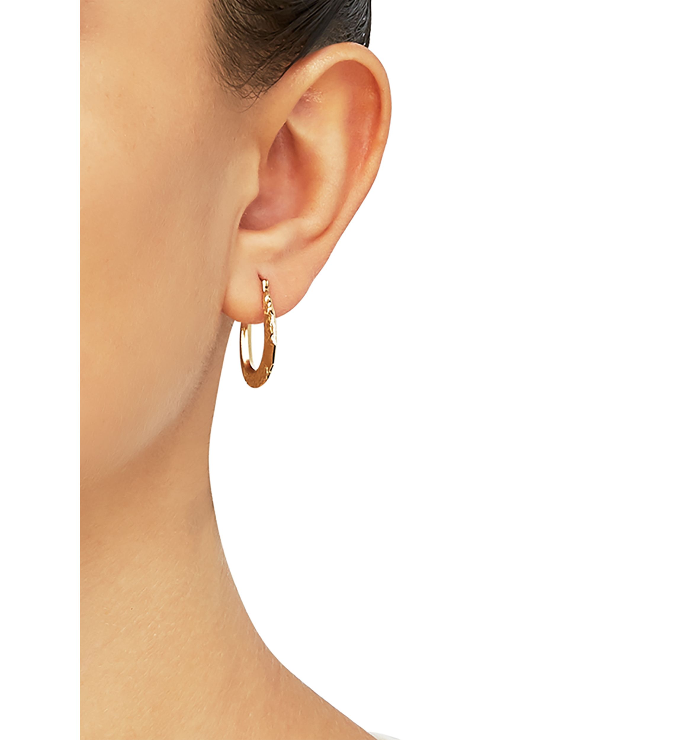 Oval Crystal Cut Tube Hoop Earrings in 10K Yellow Gold