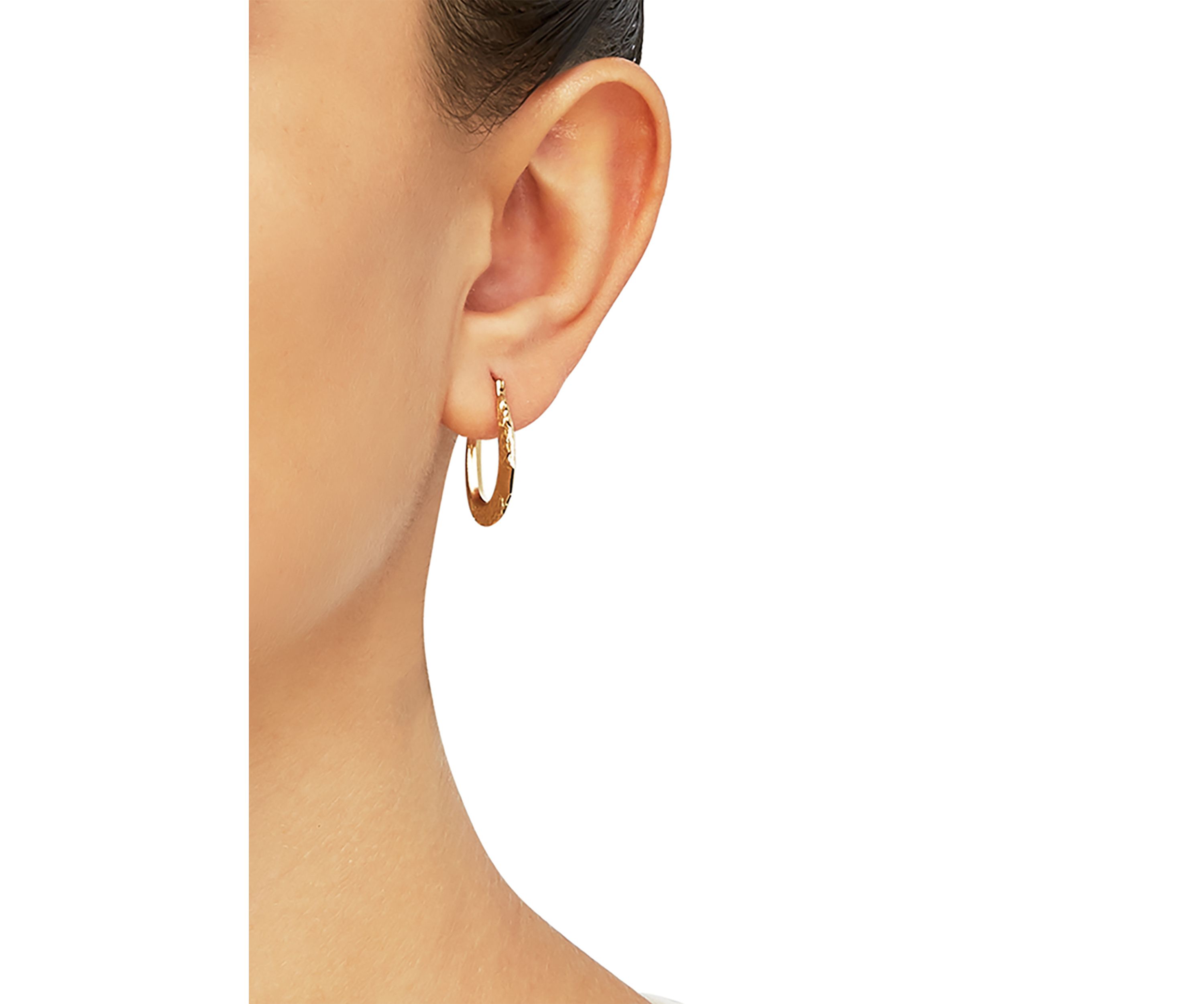 Oval Crystal Cut Tube Hoop Earrings in 10K Yellow Gold