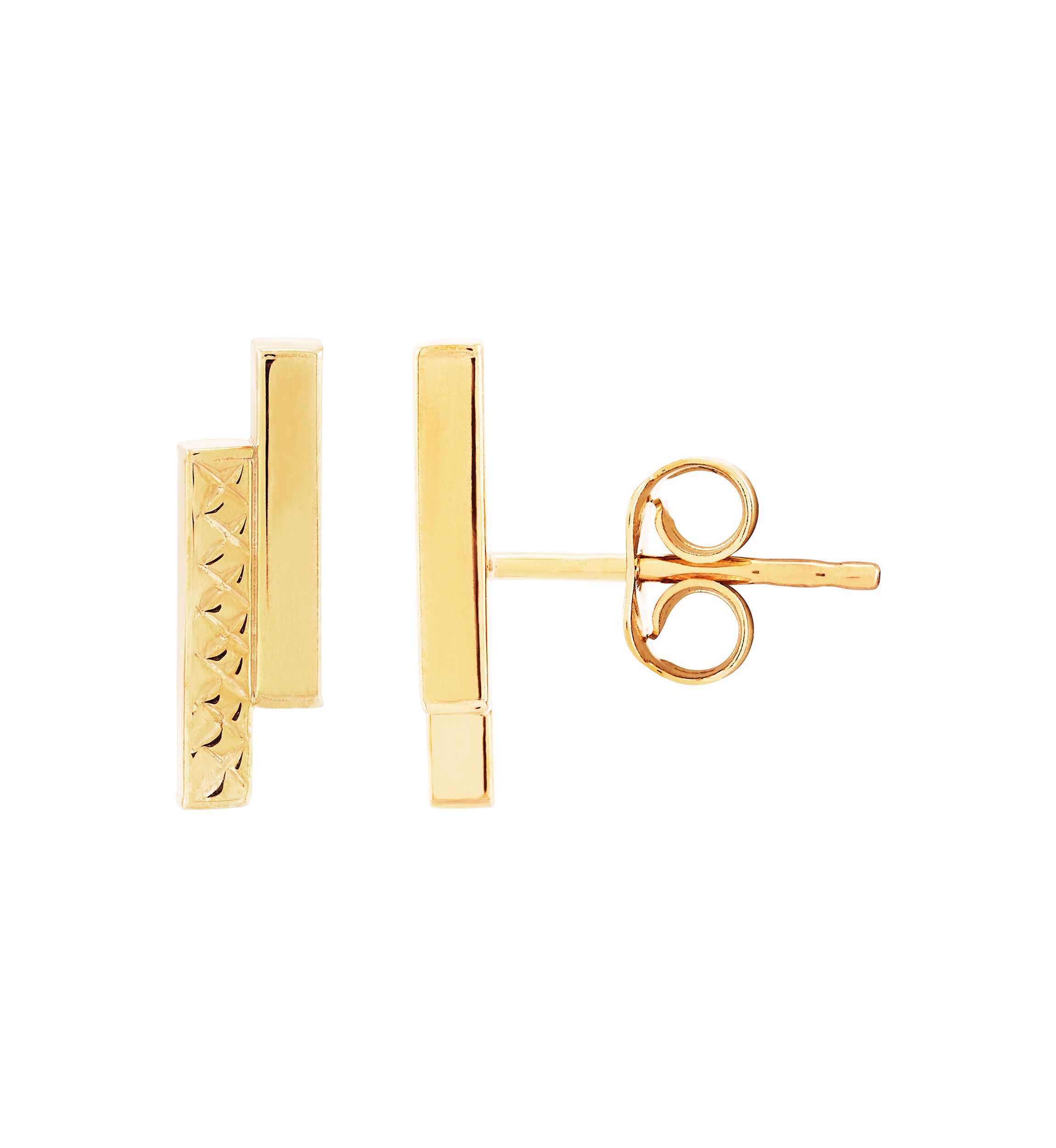 Double Bar Stud in 10K Yellow Gold