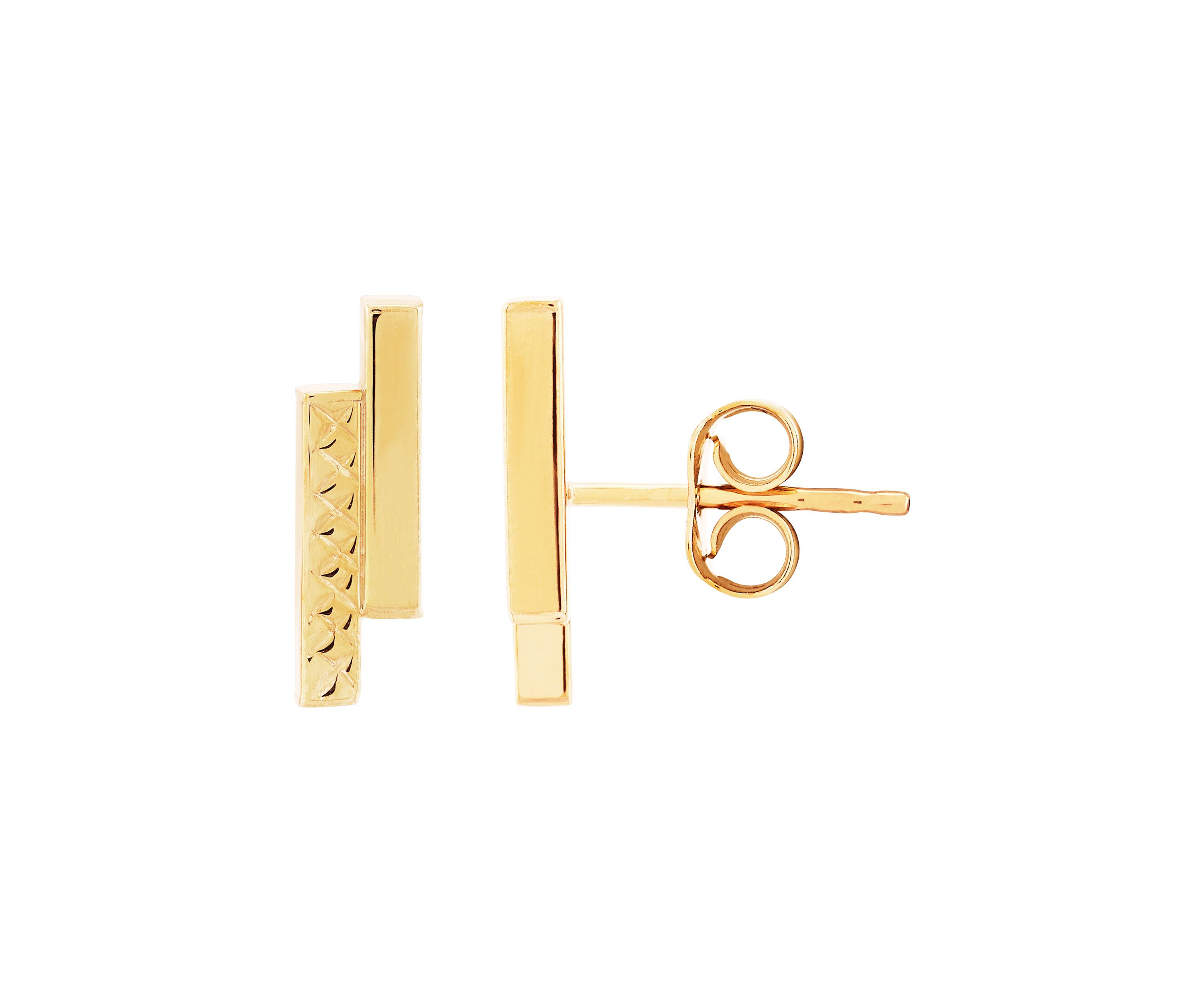 Double Bar Stud in 10K Yellow Gold