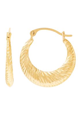 Belk & Co Shell Hoop Earrings in 10K Yellow Gold
