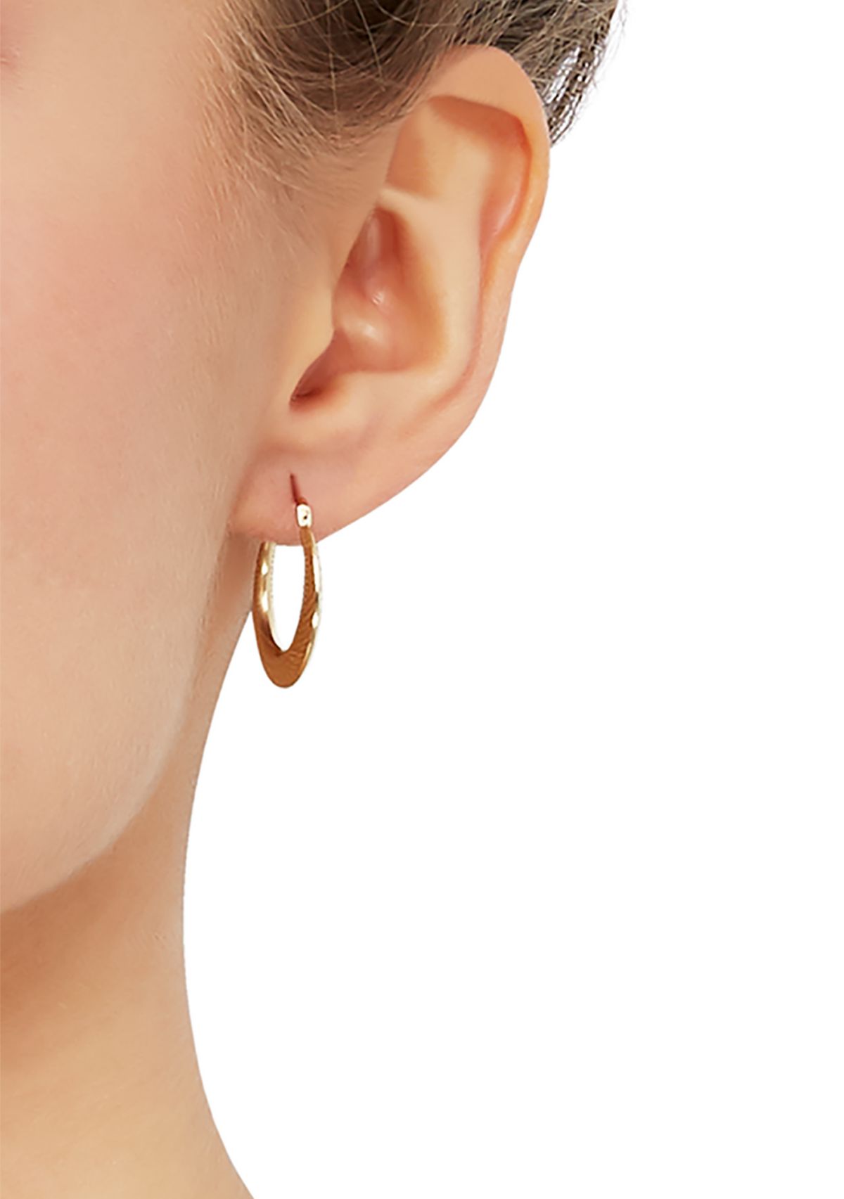 Round Hoop Earrings in 10K Yellow Gold