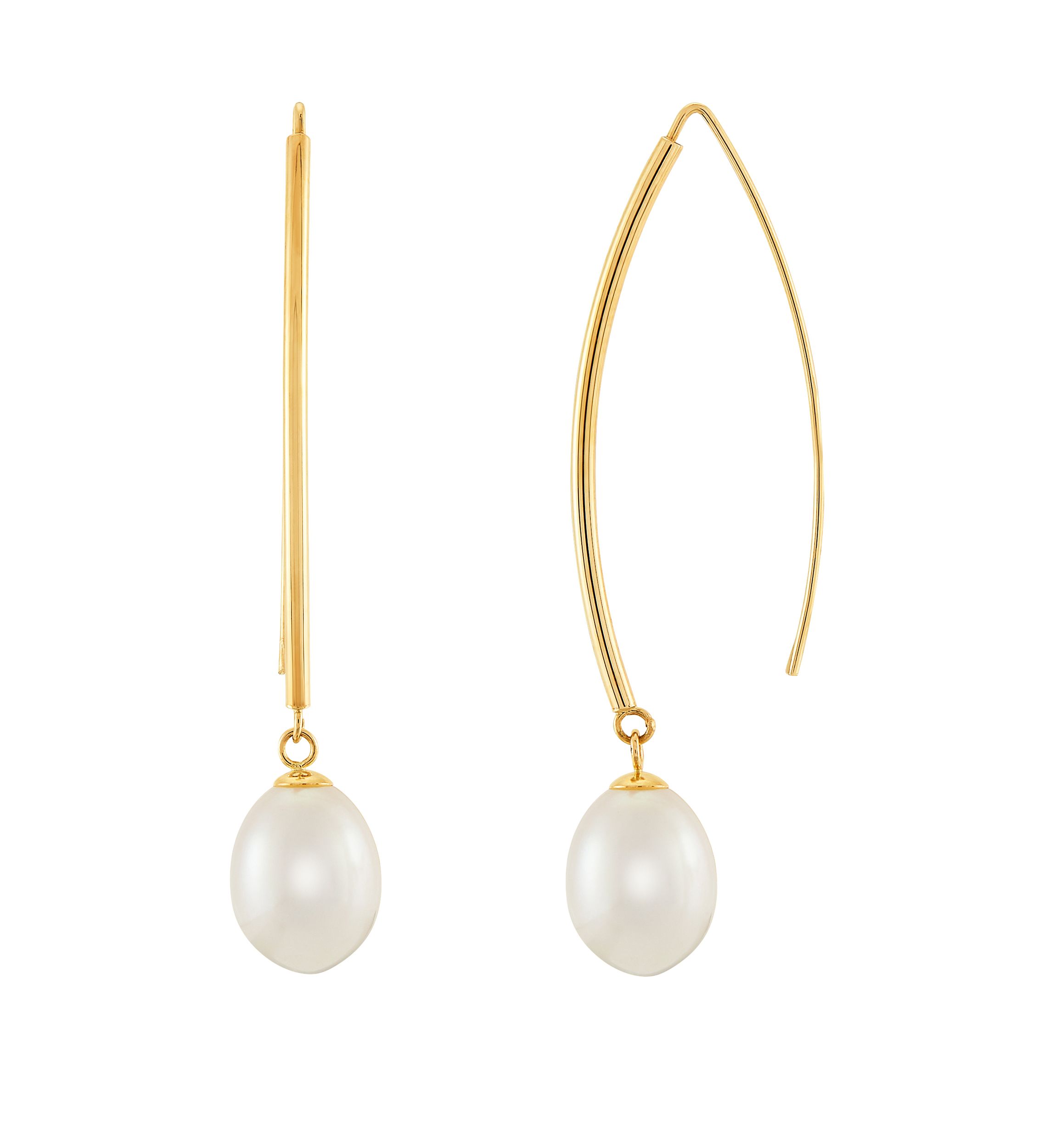 Freshwater Pearl Hook Earrings in 10k Yellow Gold