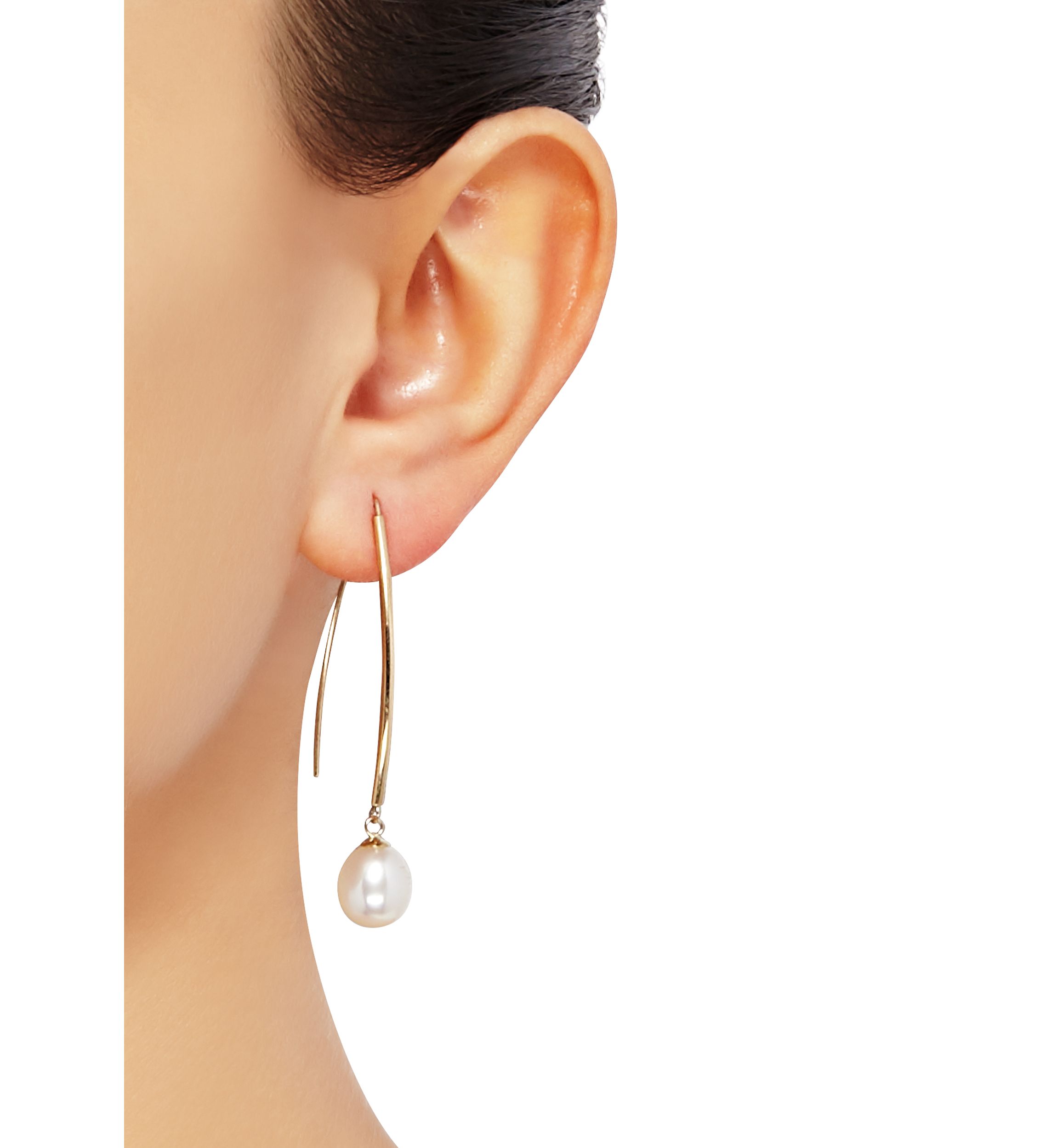 Freshwater Pearl Hook Earrings in 10k Yellow Gold