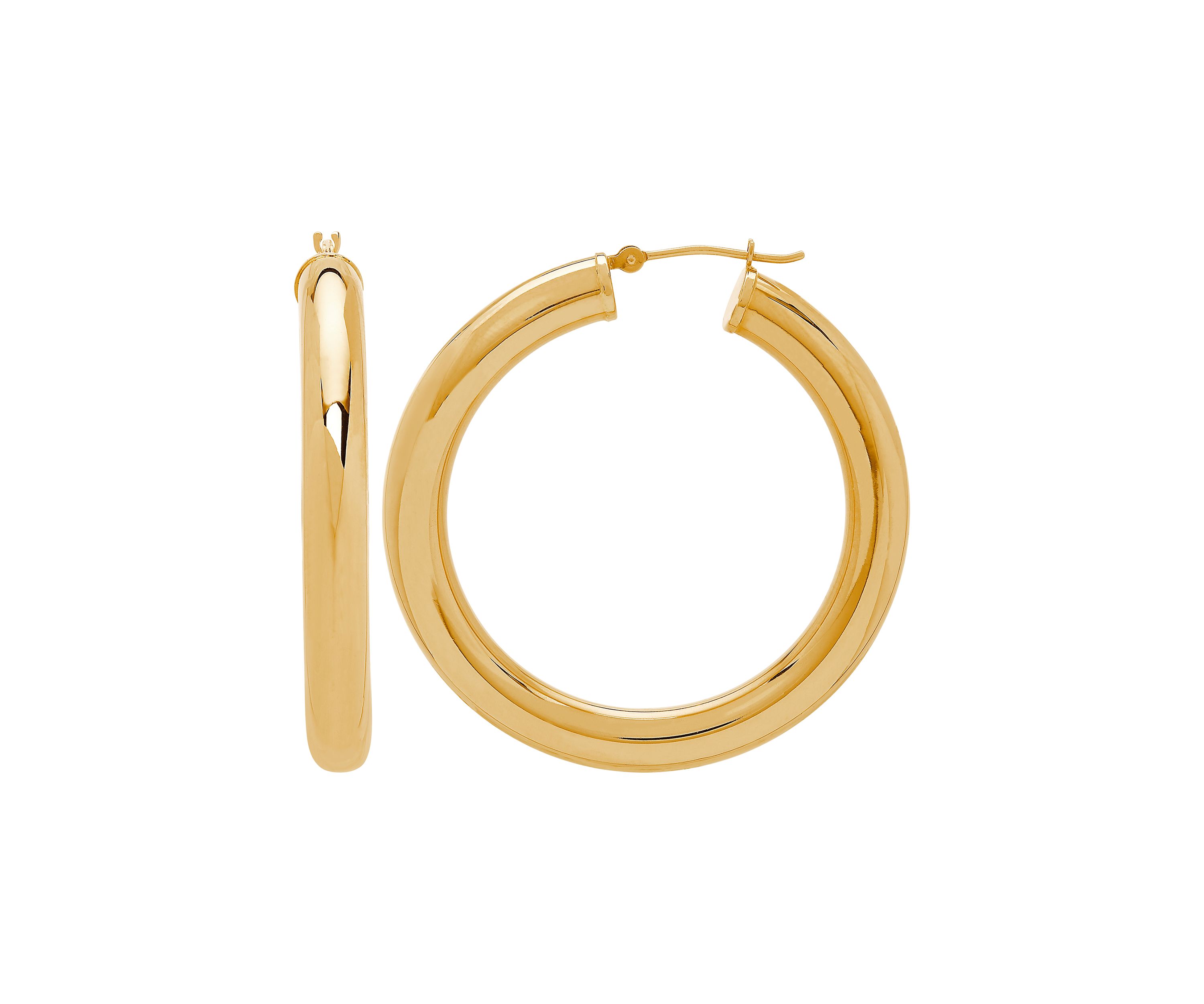 10K Yellow Gold Polished Tube Hoops