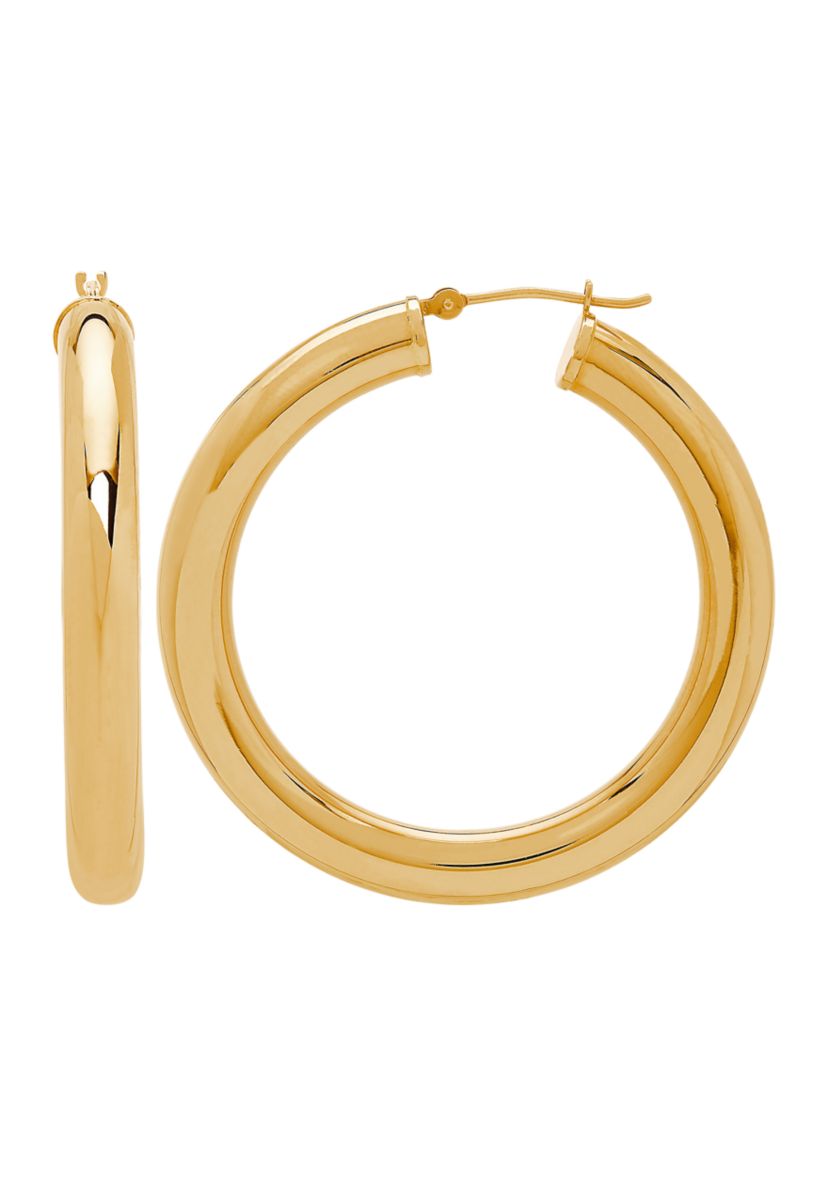 10K Yellow Gold Polished Tube Hoops
