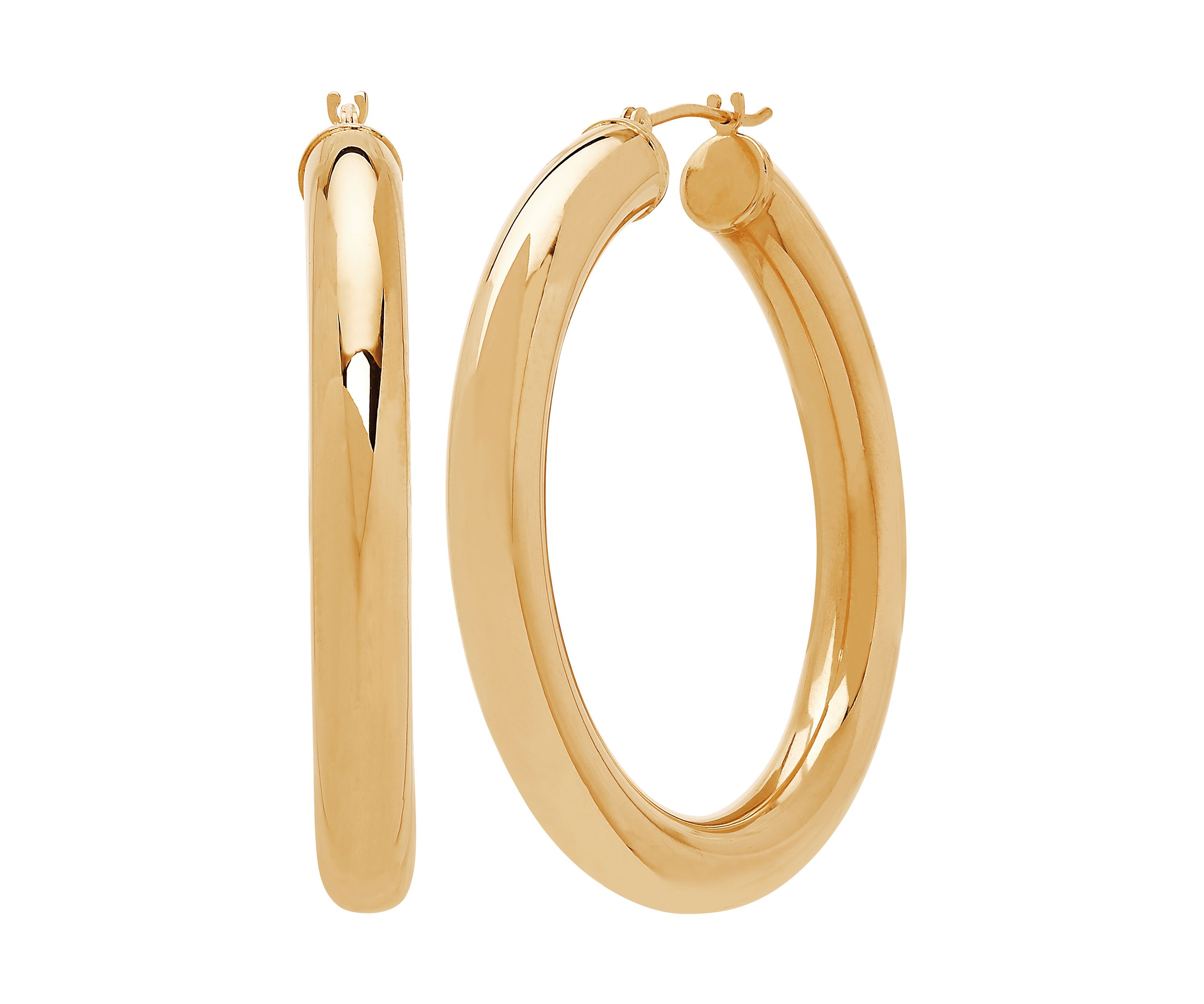 10K Yellow Gold Polished Tube Hoops