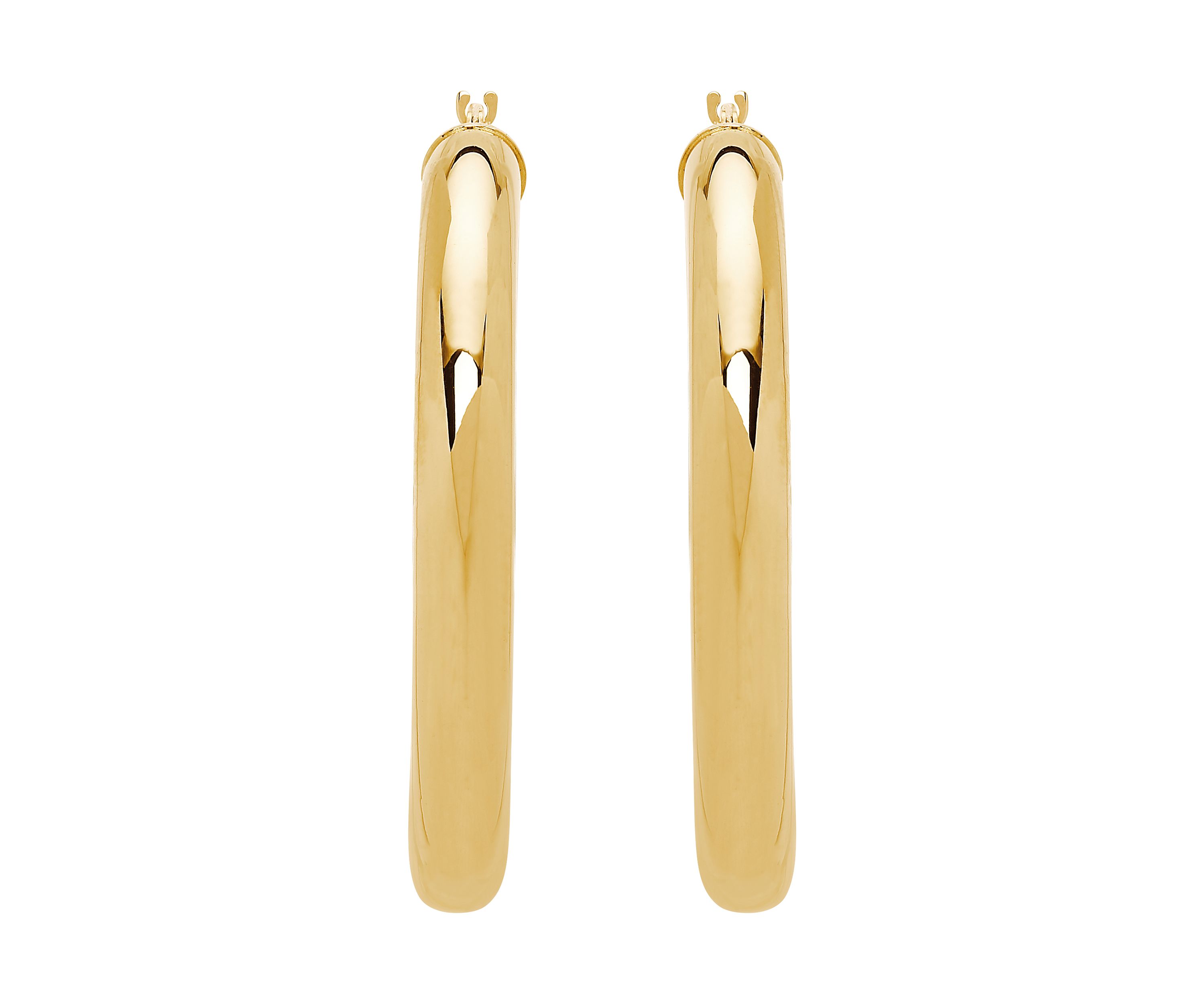10K Yellow Gold Polished Tube Hoops