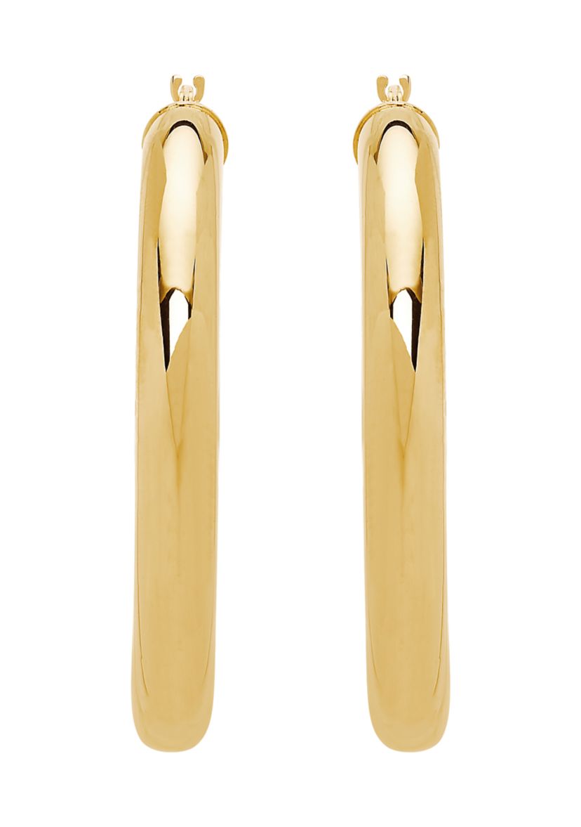 10K Yellow Gold Polished Tube Hoops