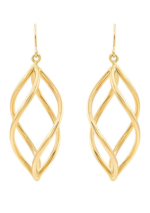 Open Twist Dangle Earrings in 10k Yellow Gold